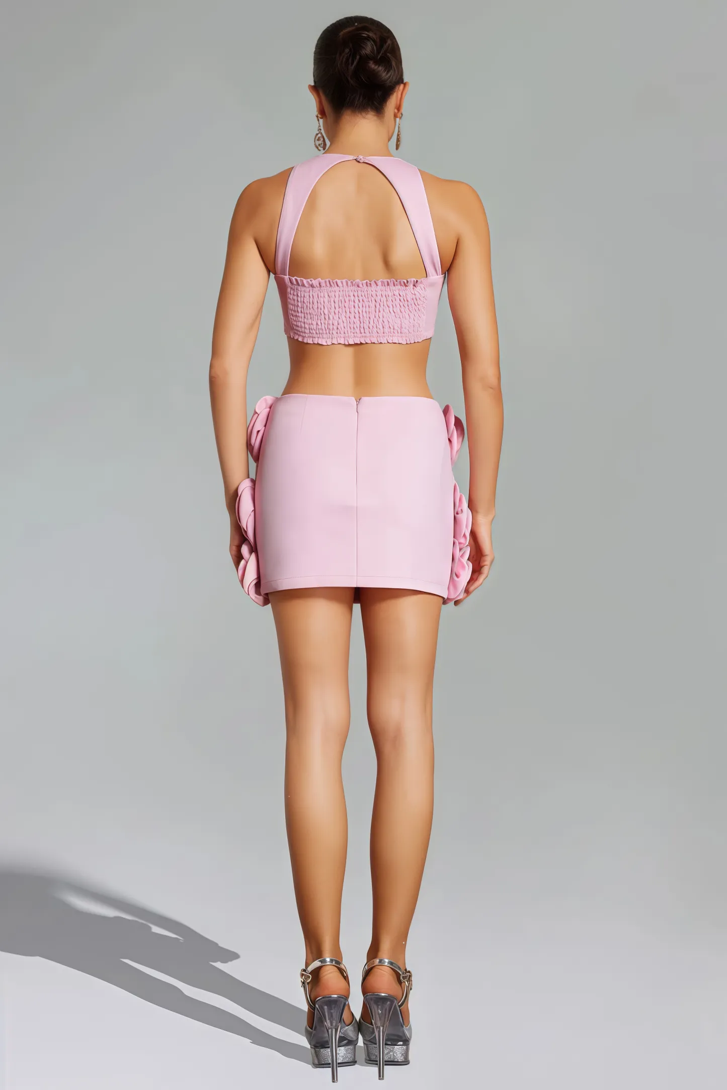 Sera Flower Halter Top Mini Skirt Set