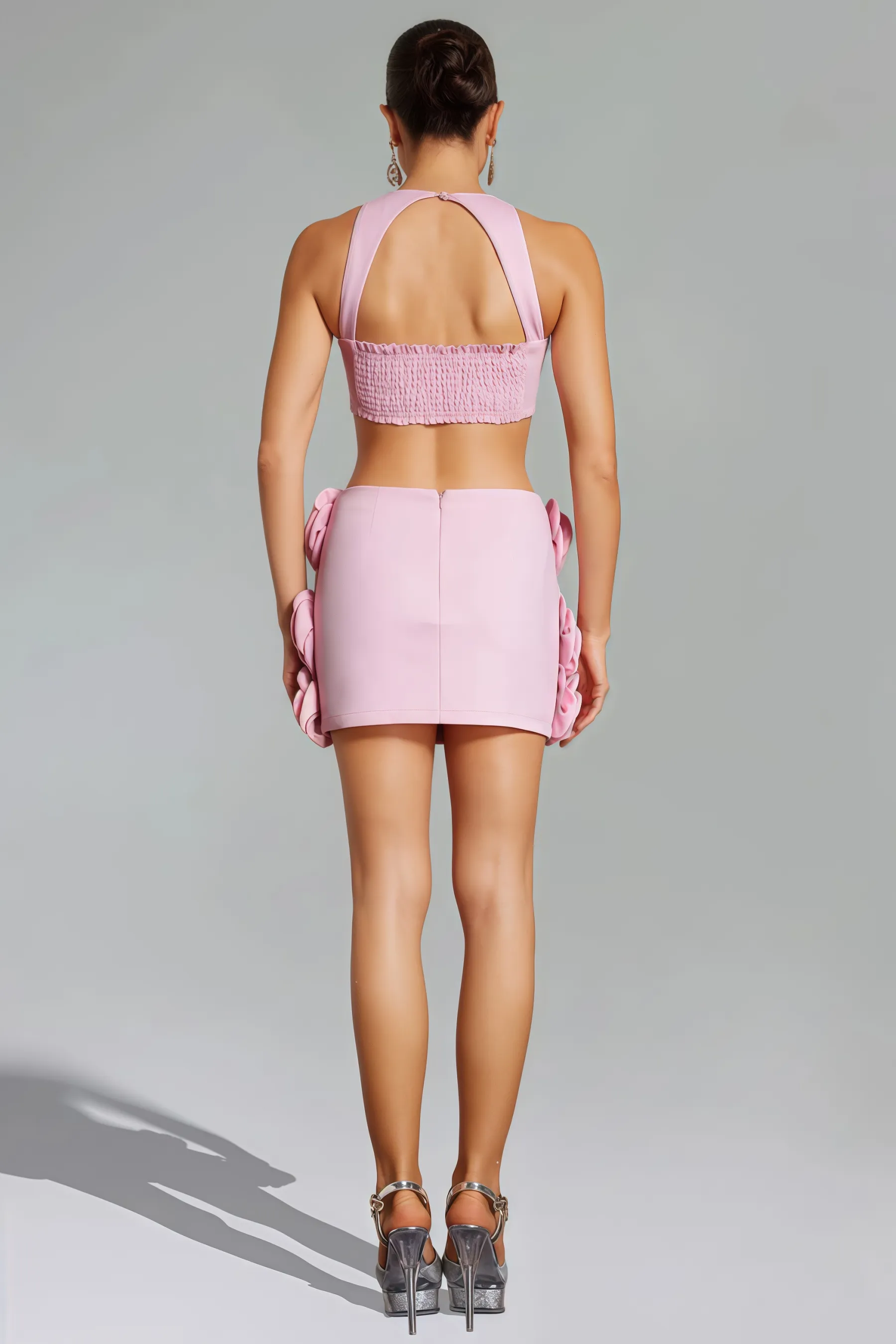 Sera Flower Halter Top Mini Skirt Set