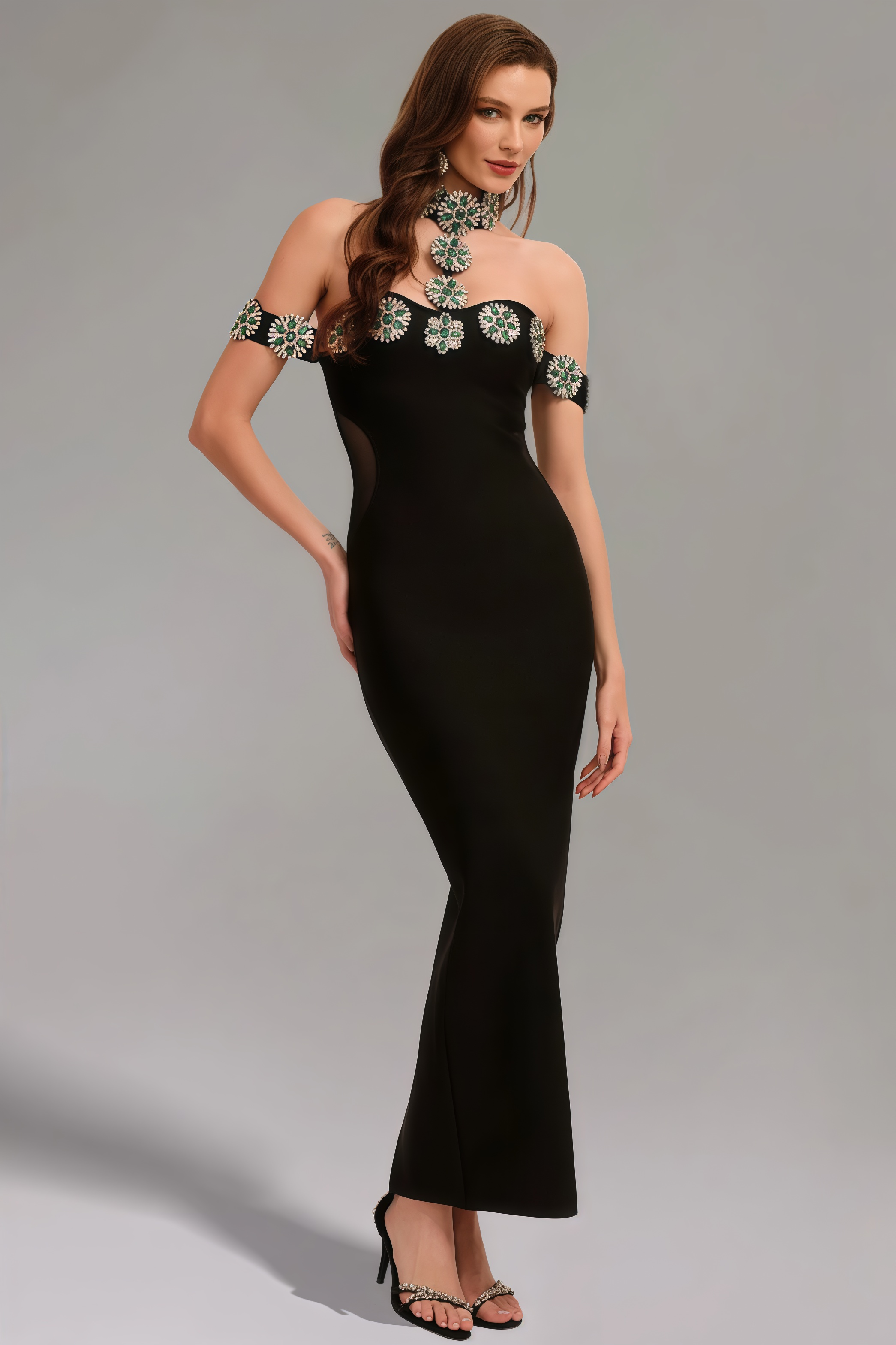 Mona Crystal Bandage Maxi Dress