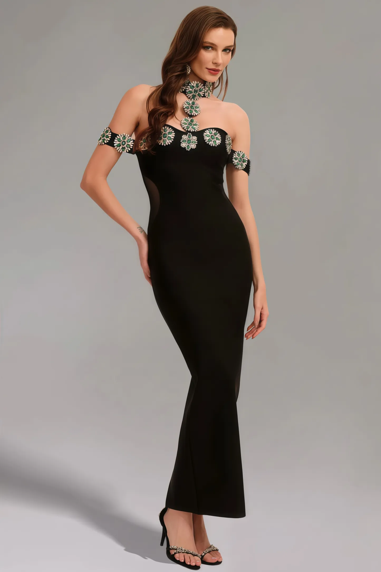 Mona Crystal Bandage Maxi Dress
