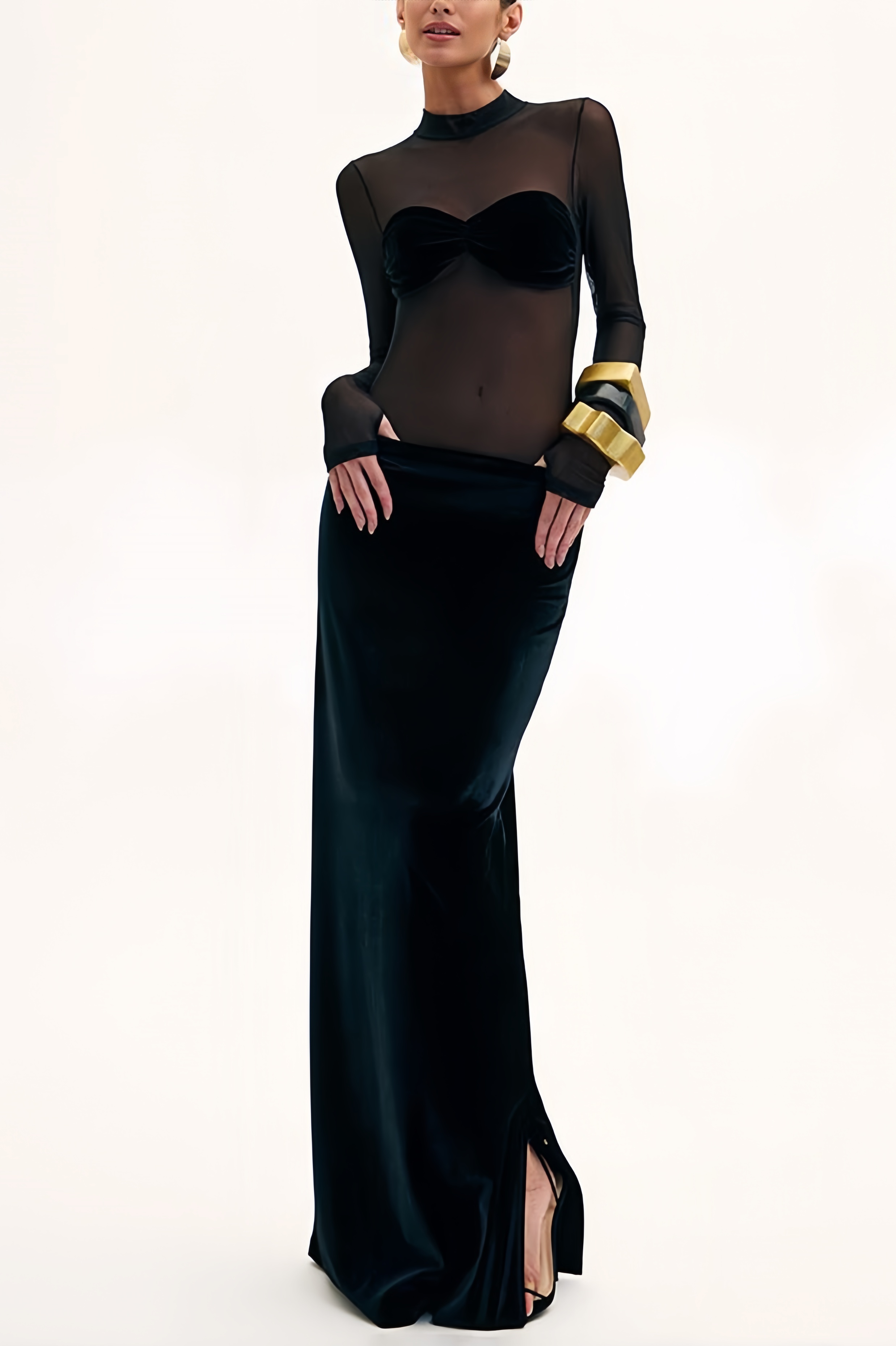 Selene Semi-Sheer Maxi Dress