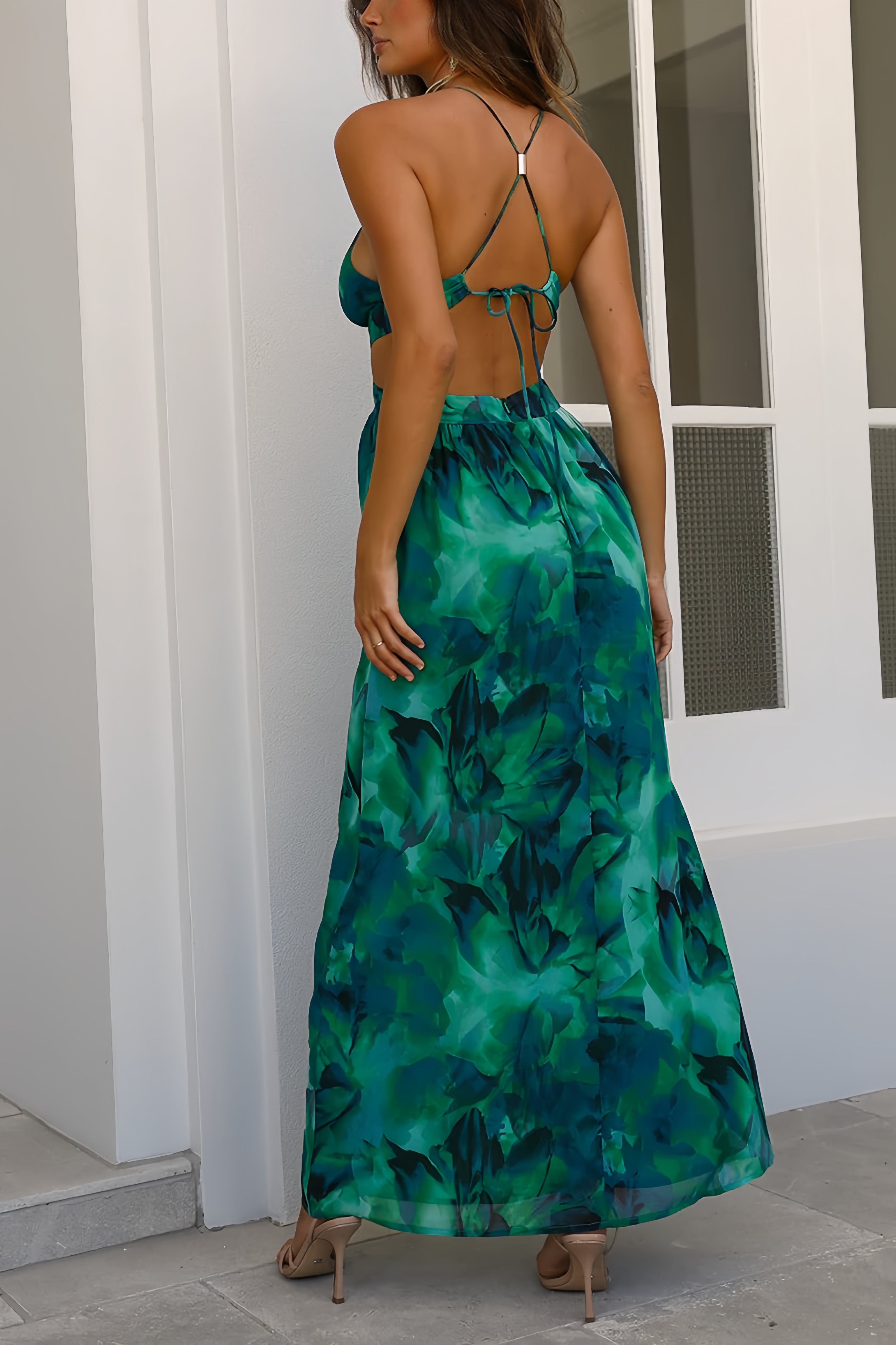 Tila Open Chest Printed Maxi Dress