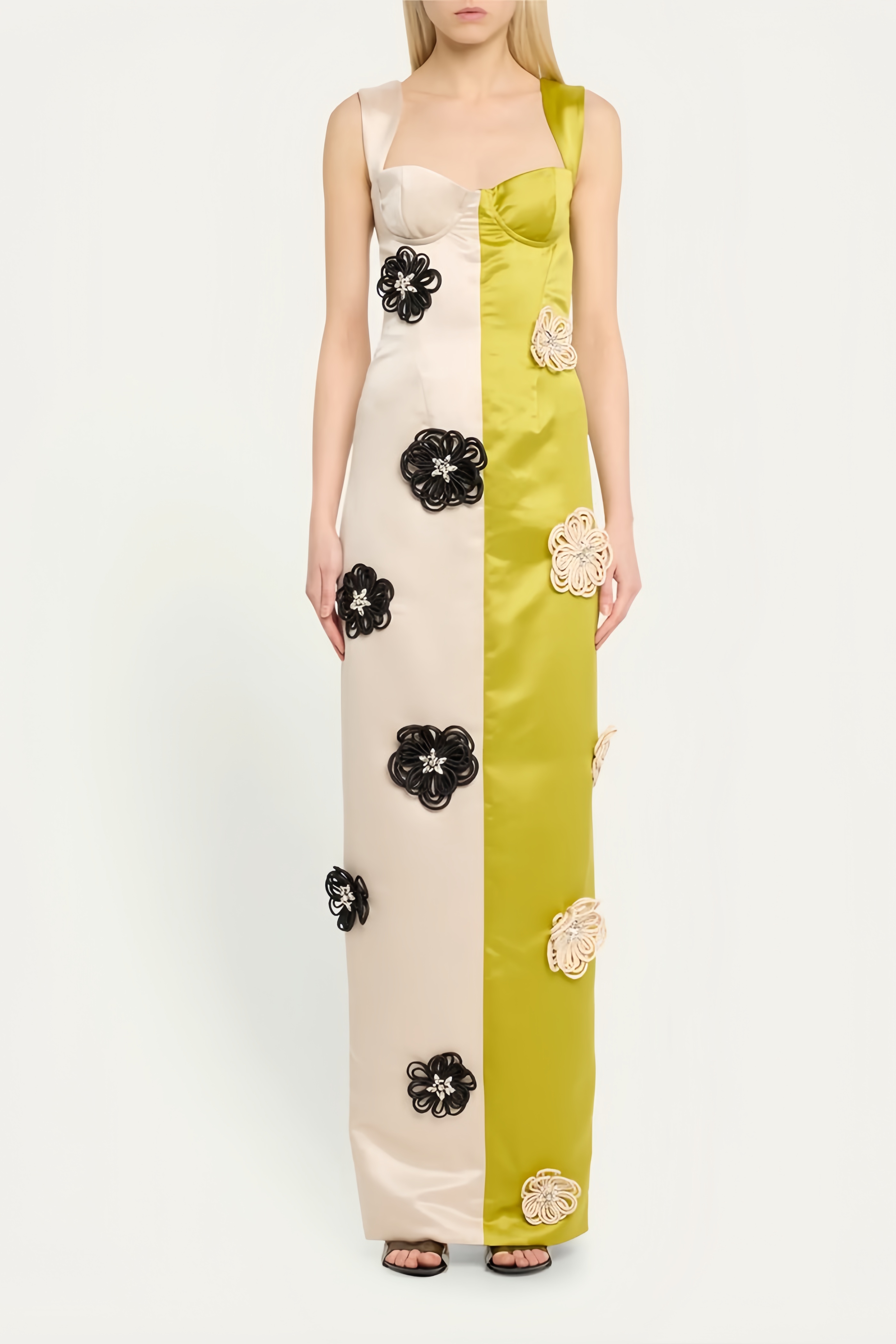 Xylia Color Blocked Flower Bandage Maxi dress