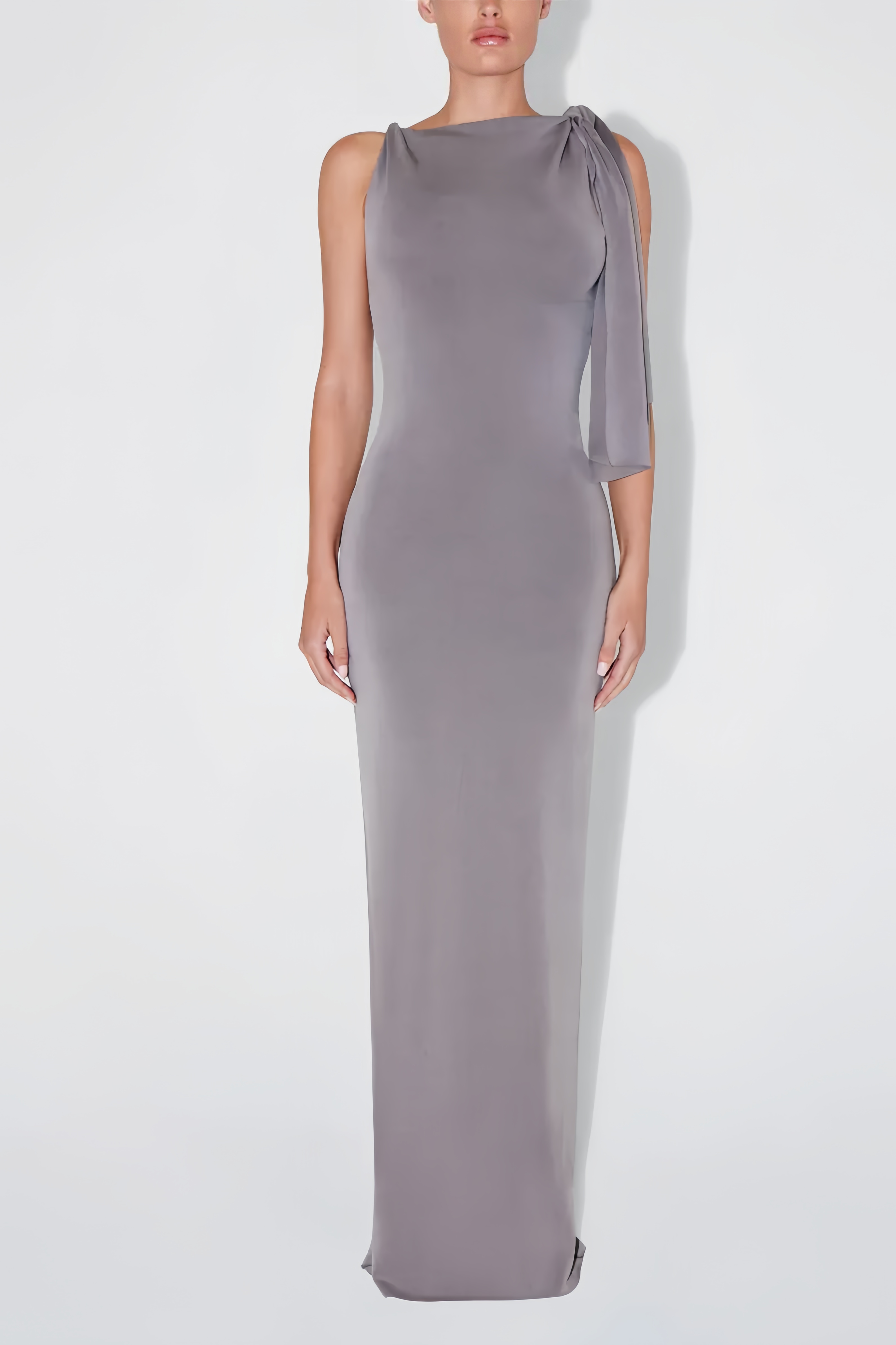 Idra Slim One-shoulder Maxi Dress - Grey