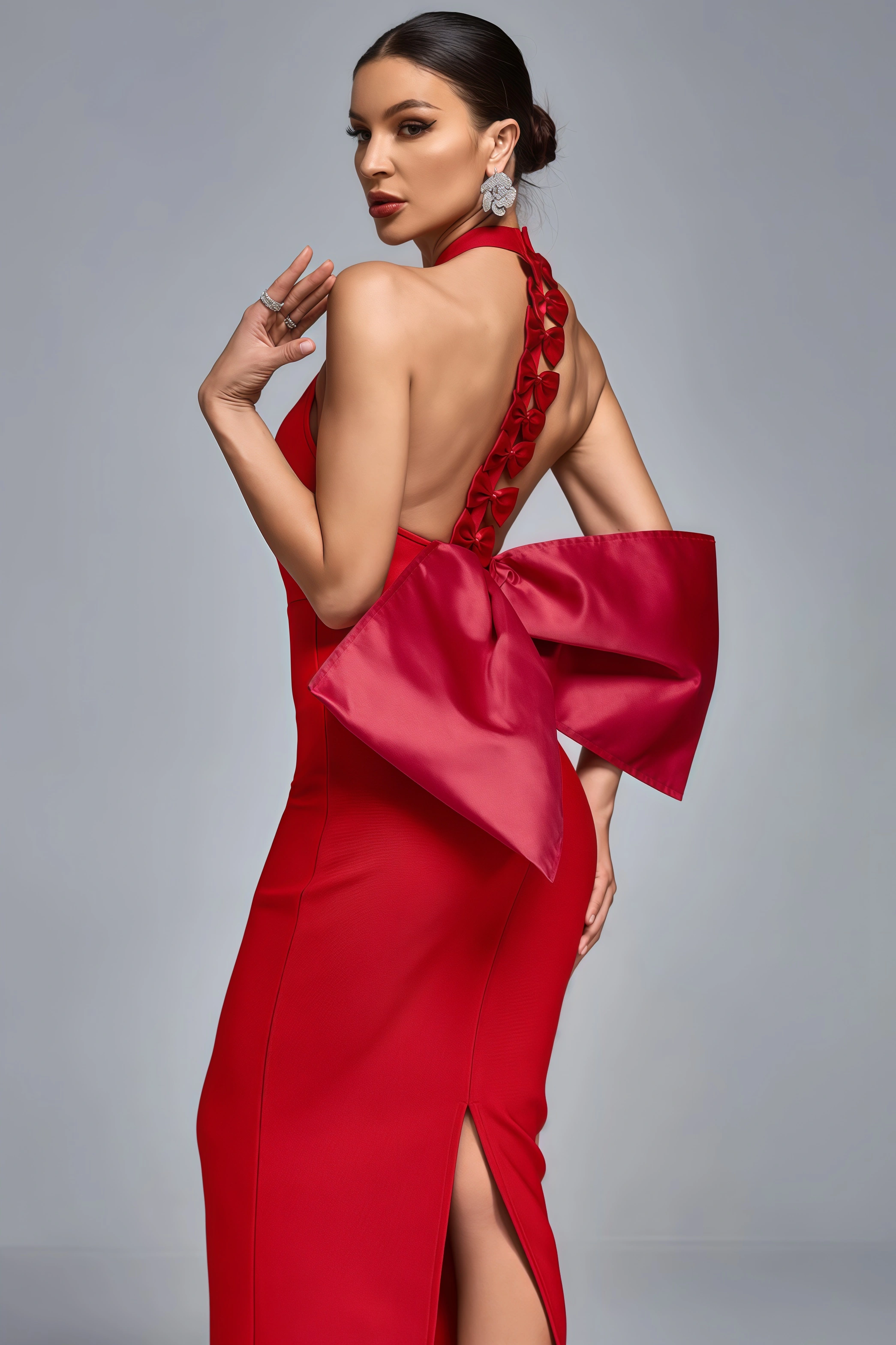 Jikia Red Big Bow Maxi Dress