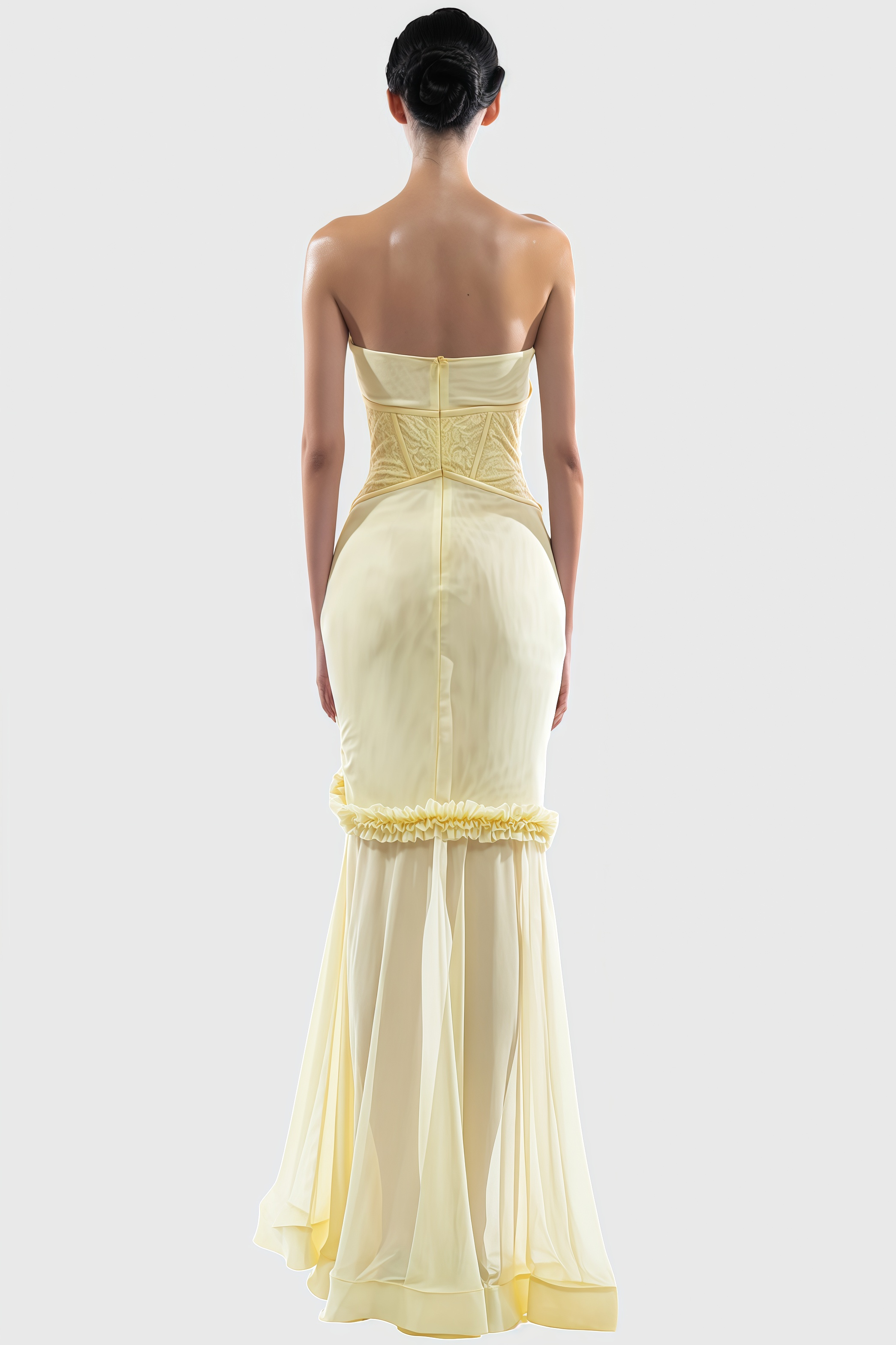 Solalf Yellow Embroidered 3D Flower Maxi Dress