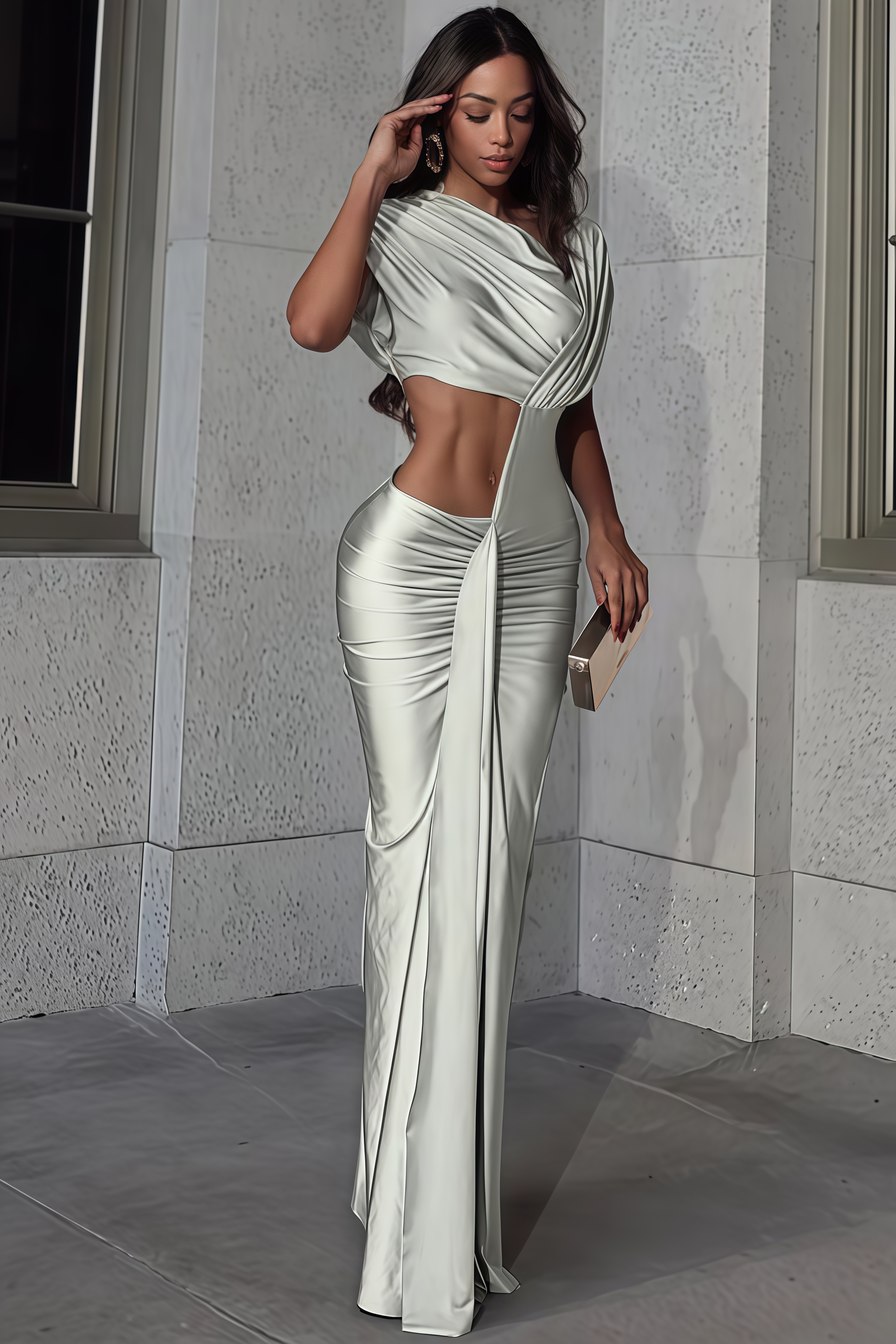 Cris Ruched Cut Out Maxi Dress
