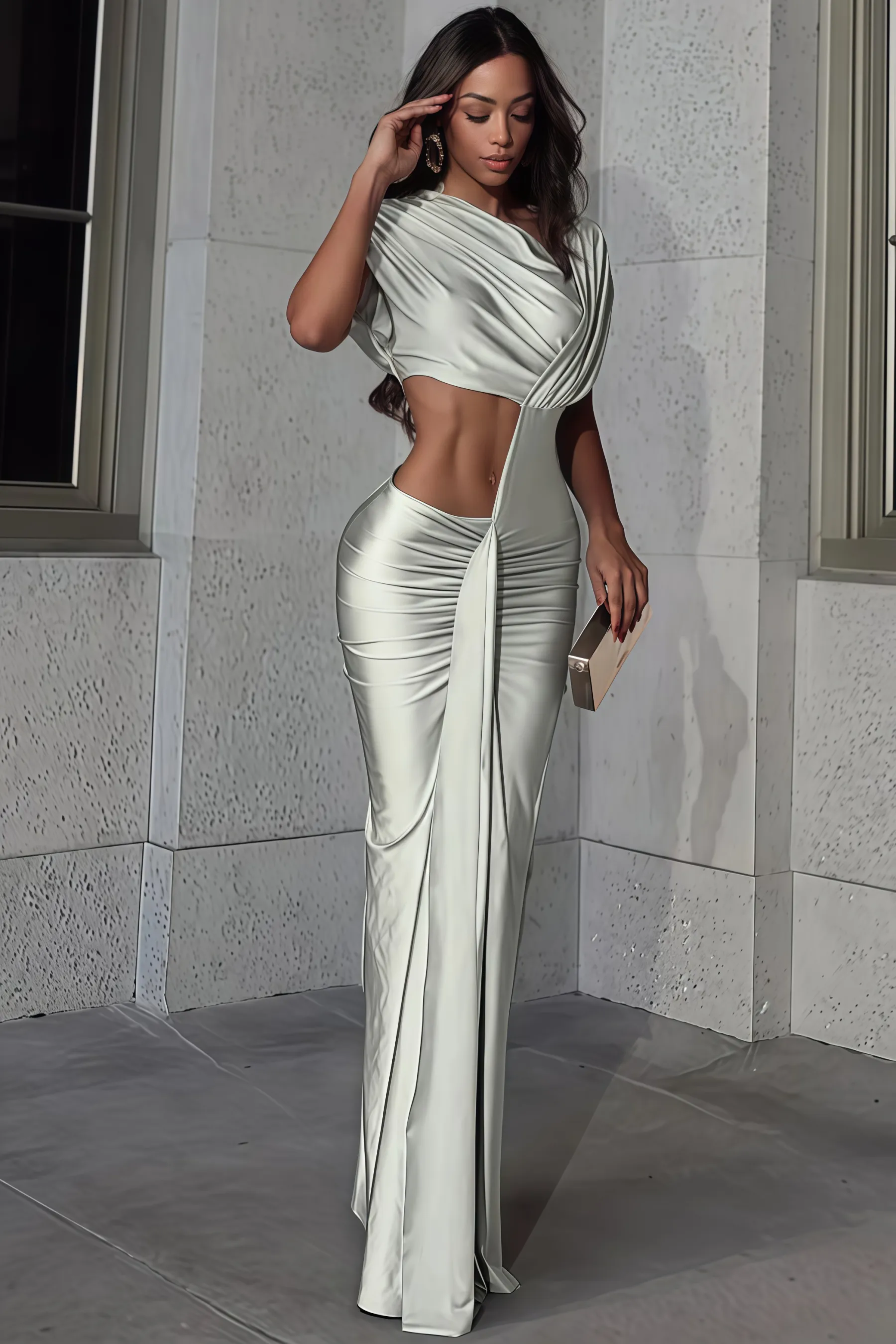 Cris Ruched Cut Out Maxi Dress