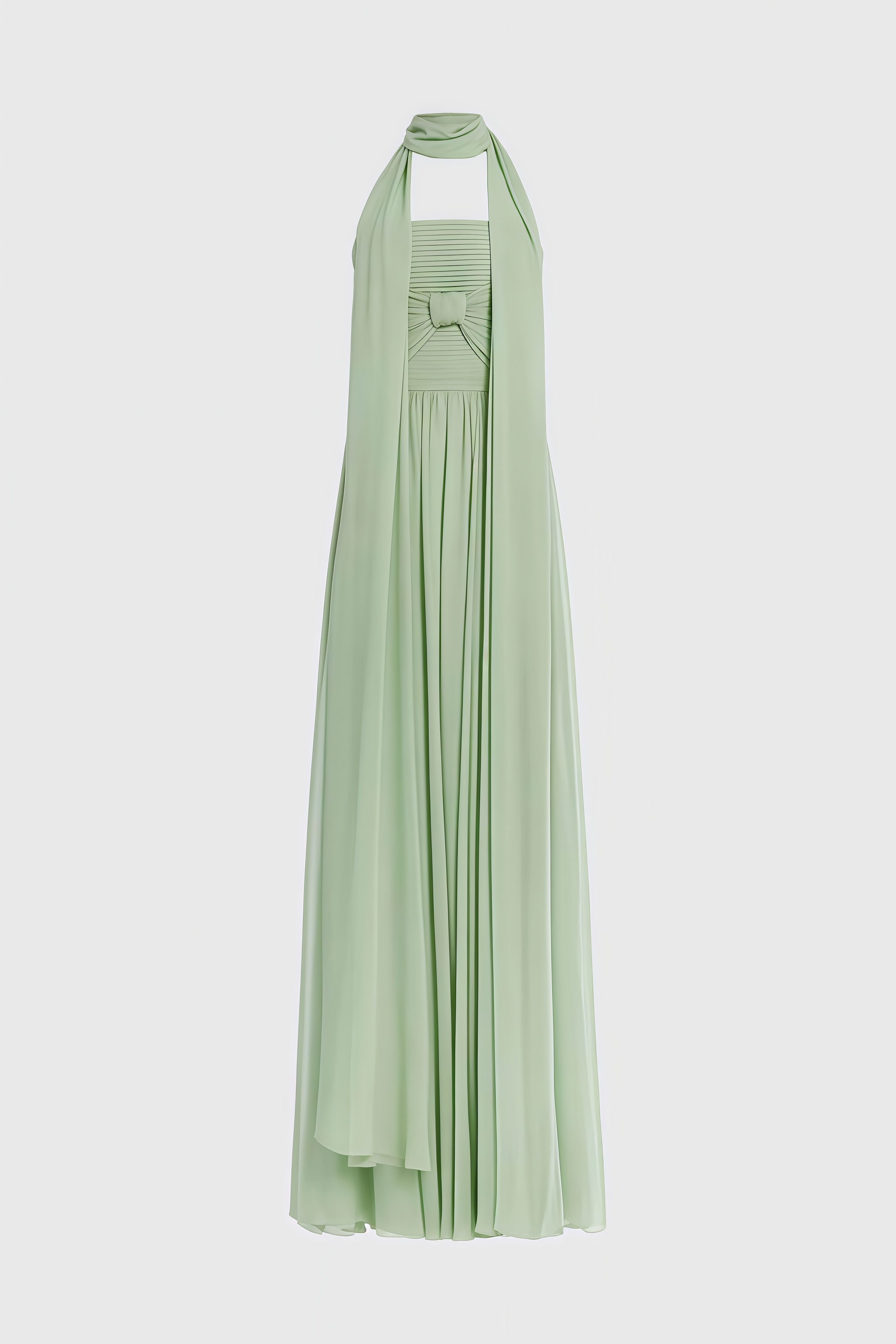 Bellke Green Pleated Strapless Maxi Dress