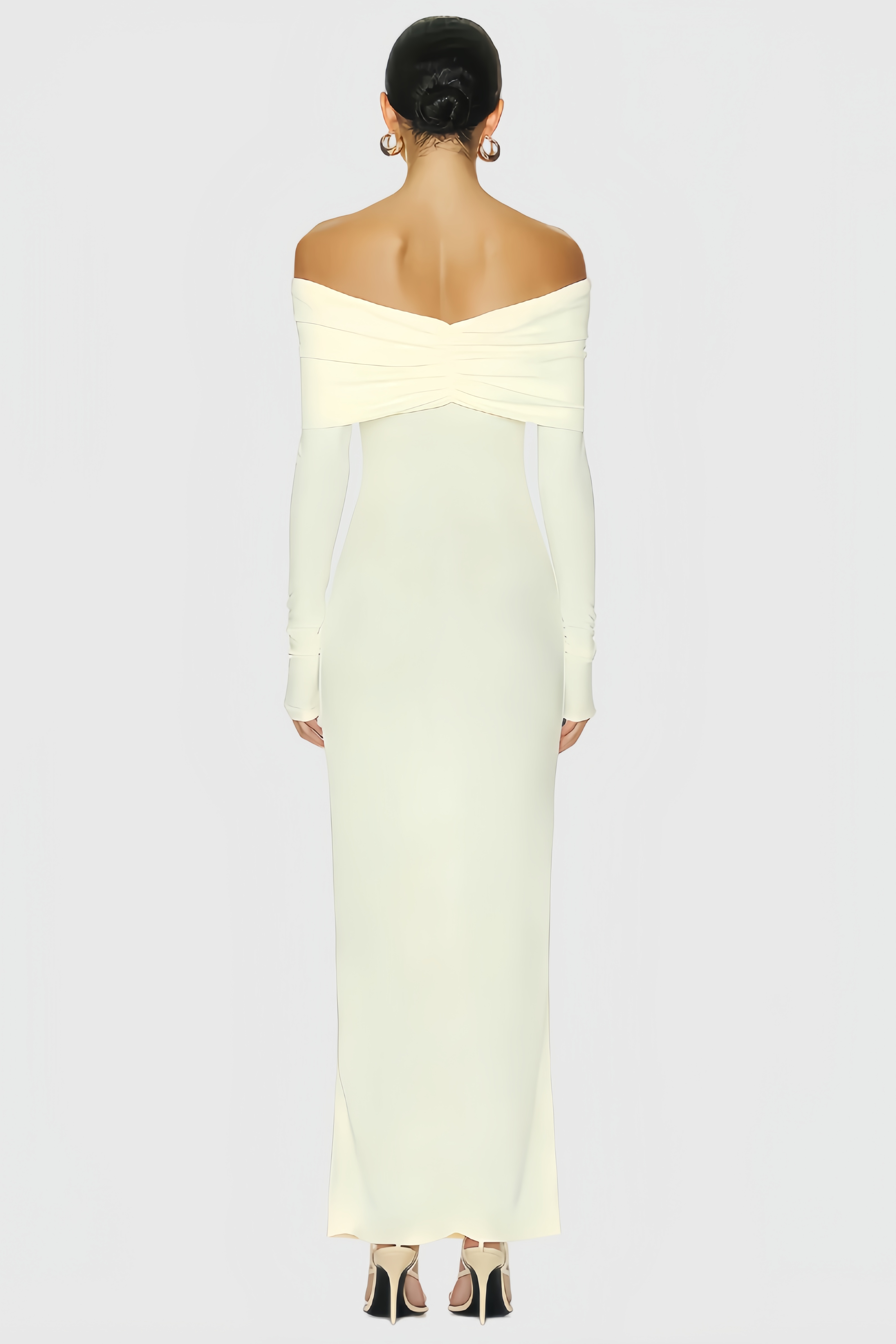 Leya Pure White Peated Maxi Dress