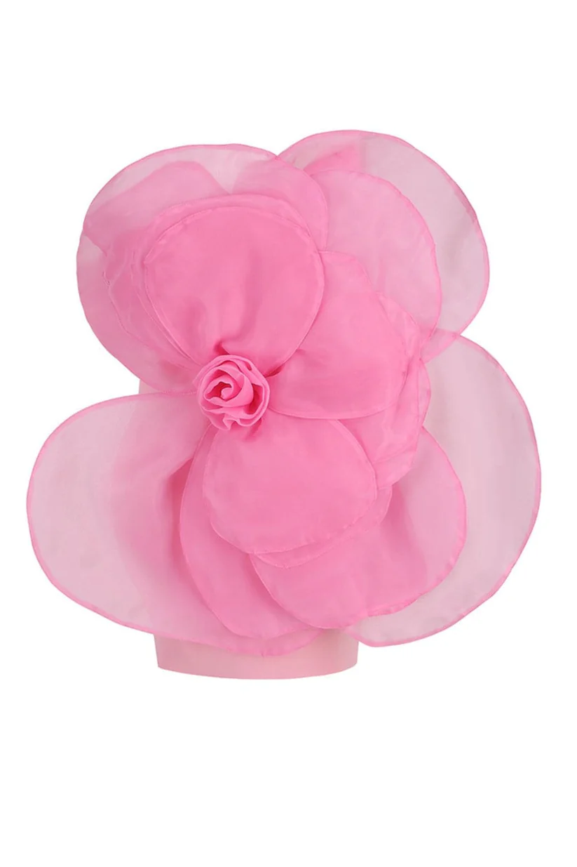 Liana Mesh Flower Mini Tube Dress-Pink