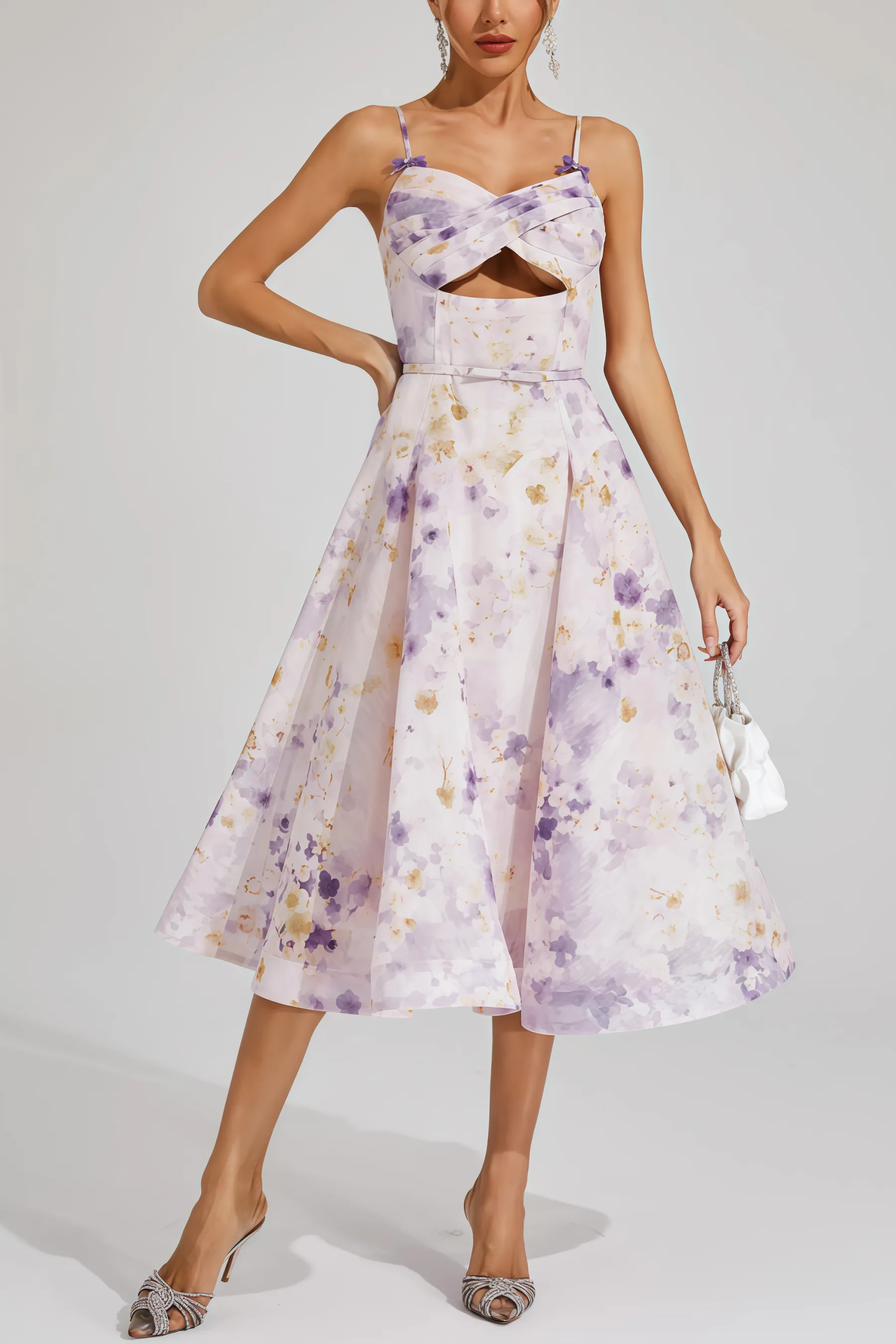 Laurns Purple Holiday Slip Midi Dress