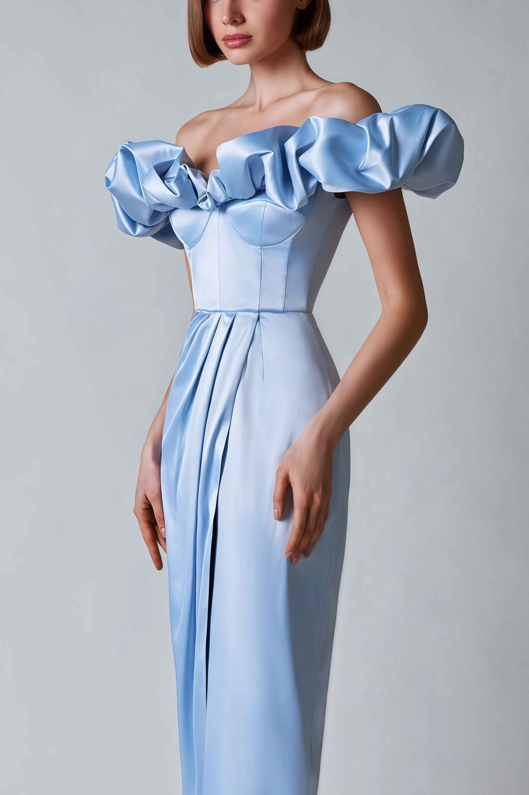 Ardend Off-Shoulder Ruffle Split Maxi Dress