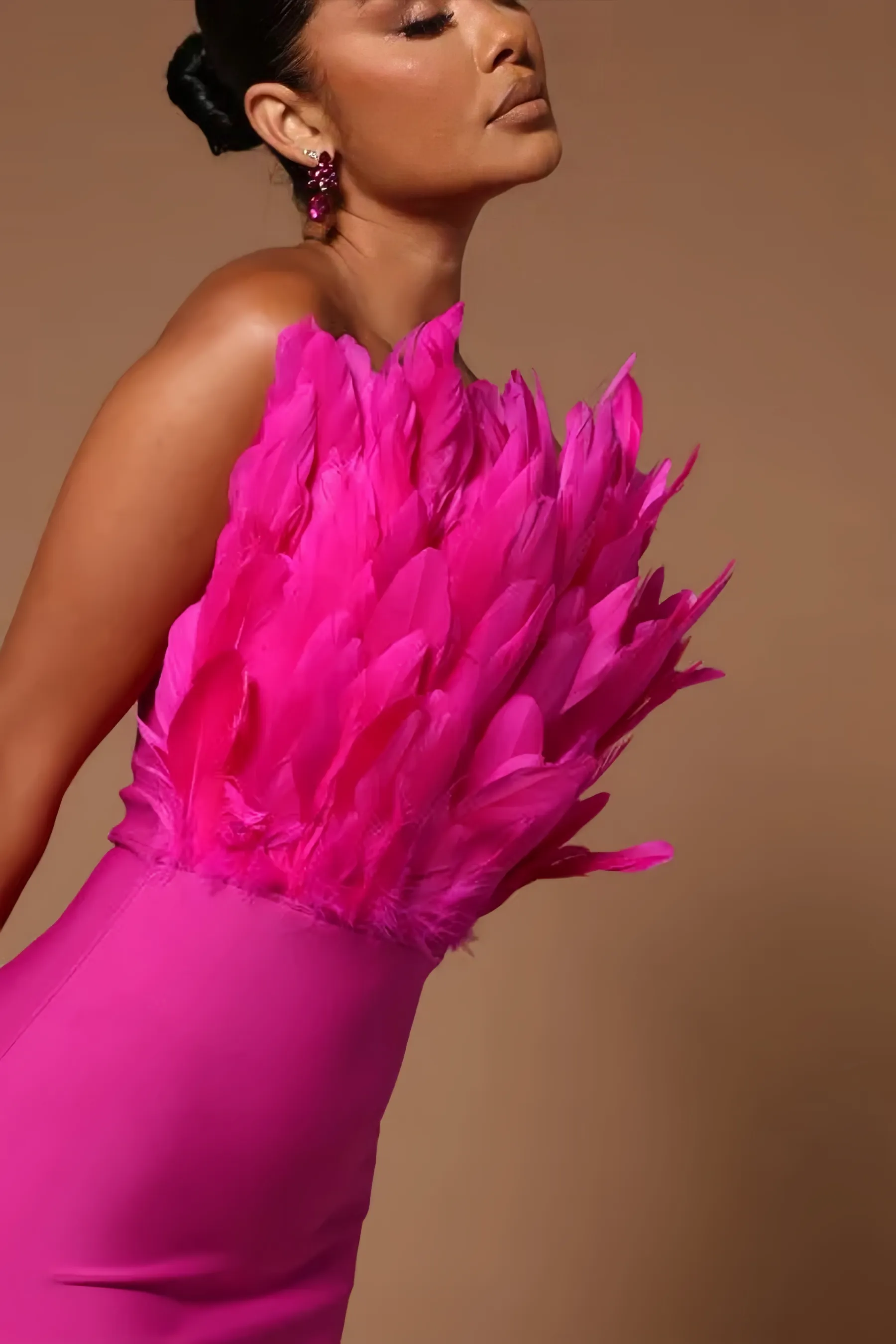 Jalila Feather Sleeveless Midi Dress
