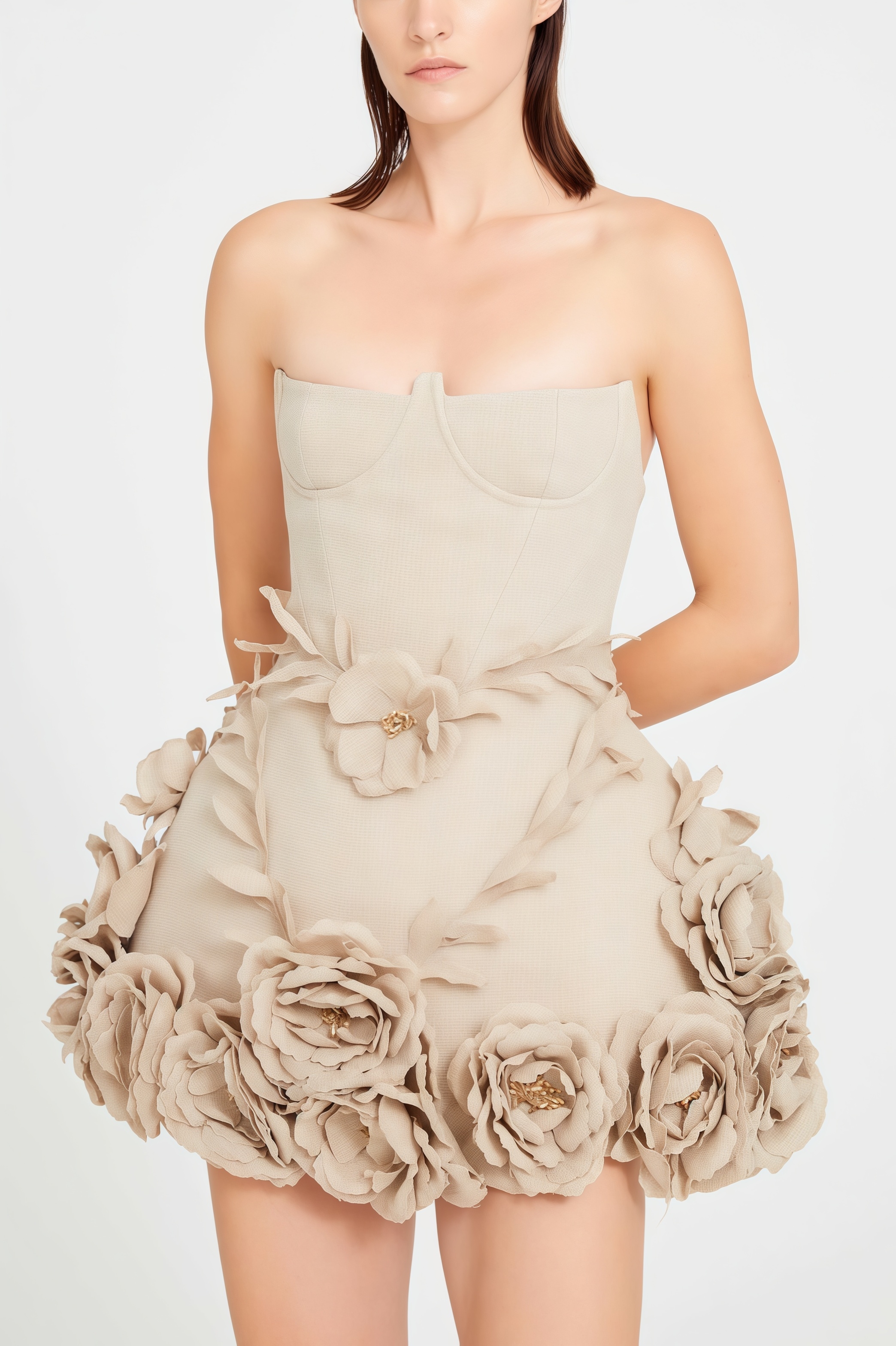 Freyae 3D Floral Puffy Mini Dress