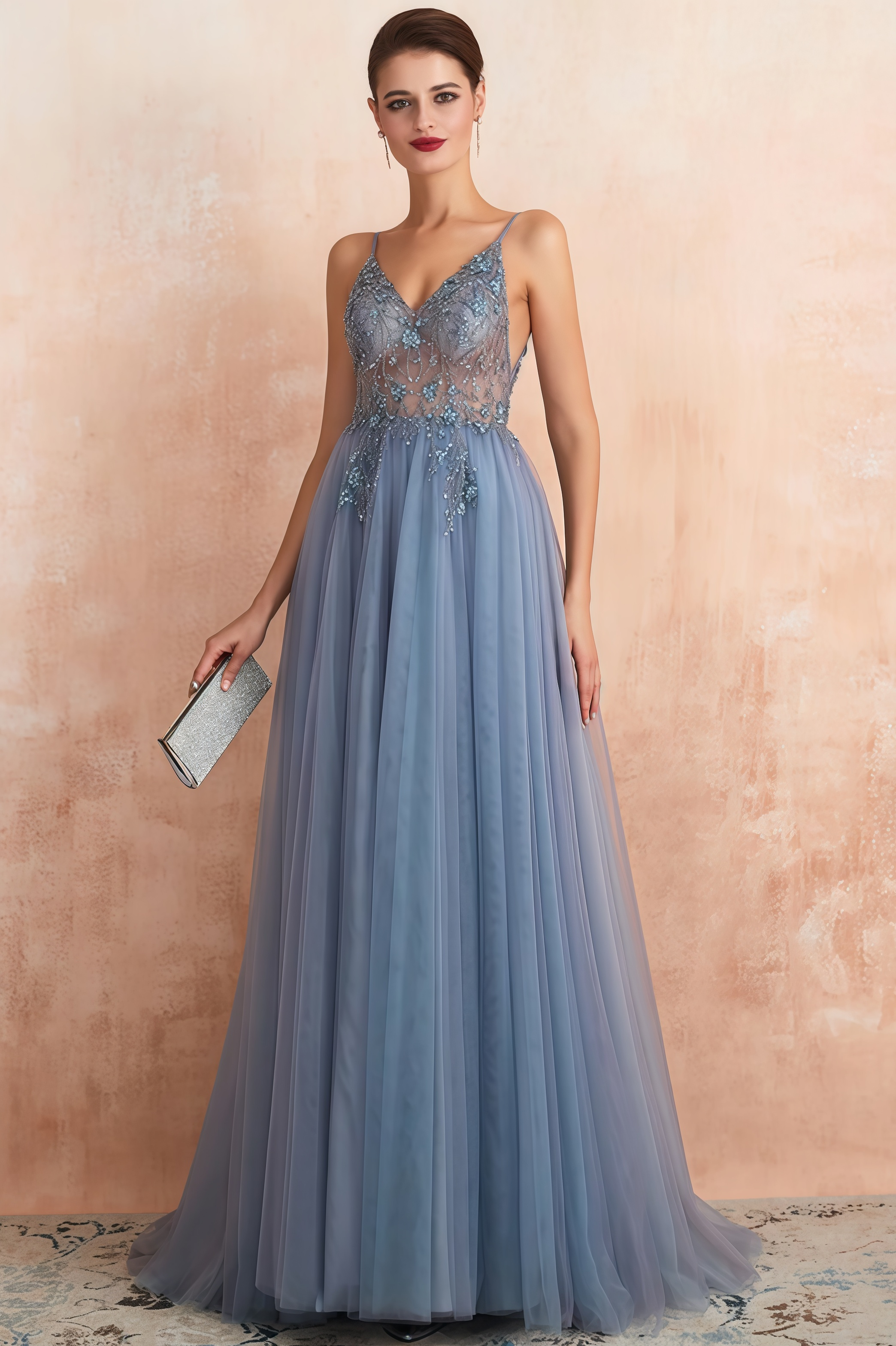 Luz Mesh and Diamond Maxi Dress