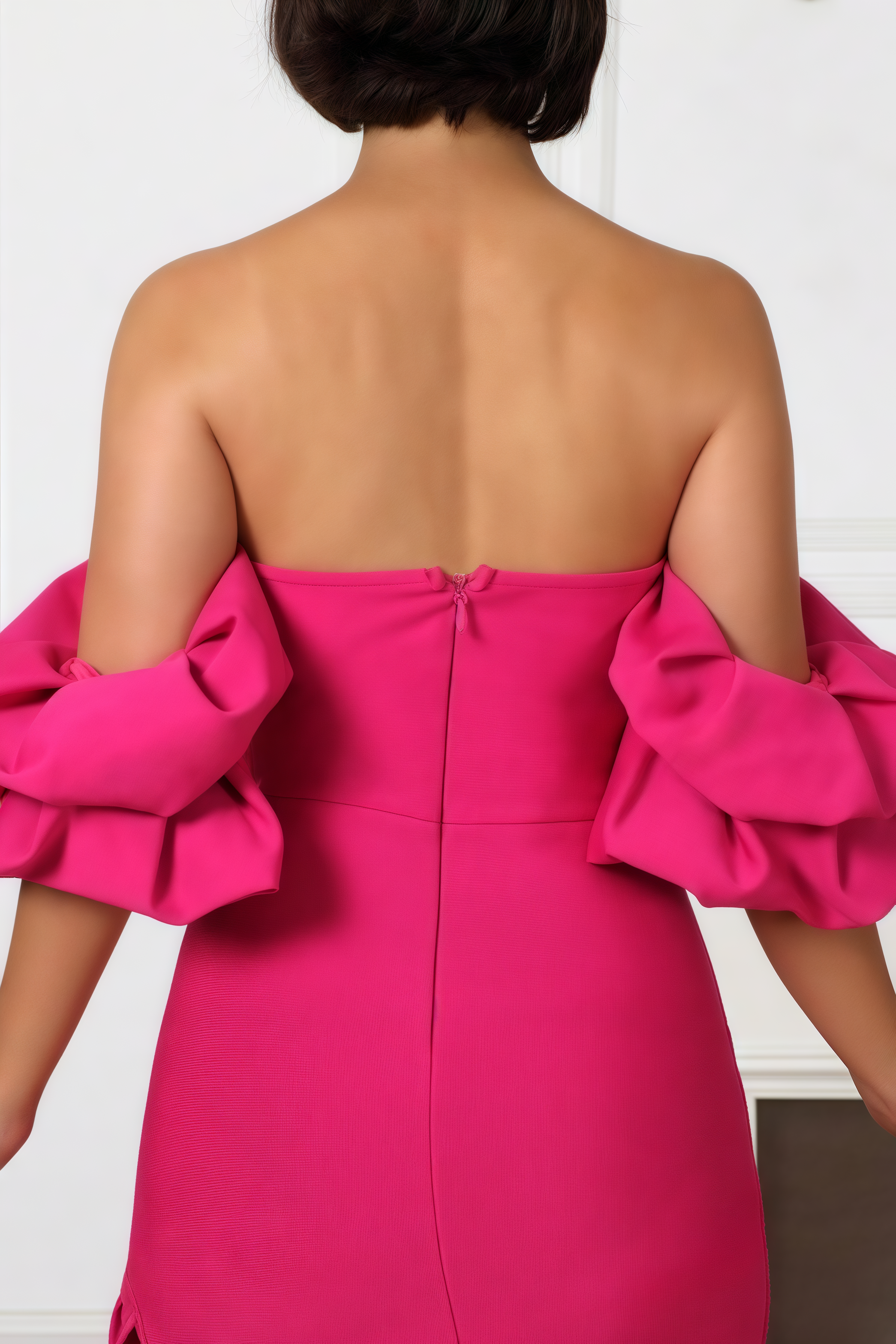 Lilad Lantern Sleeve Slit Midi Dress