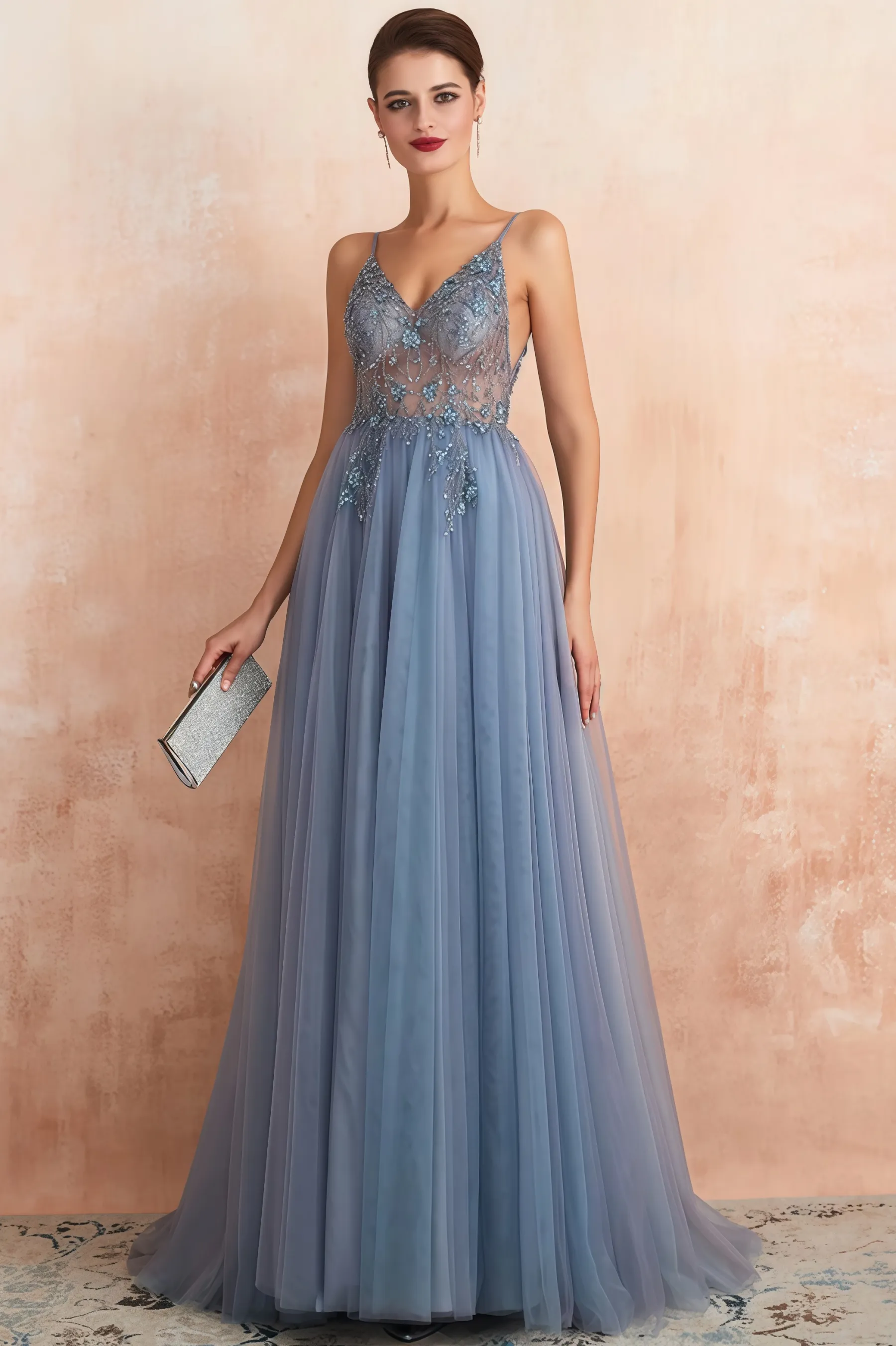 Luz Mesh and Diamond Maxi Dress