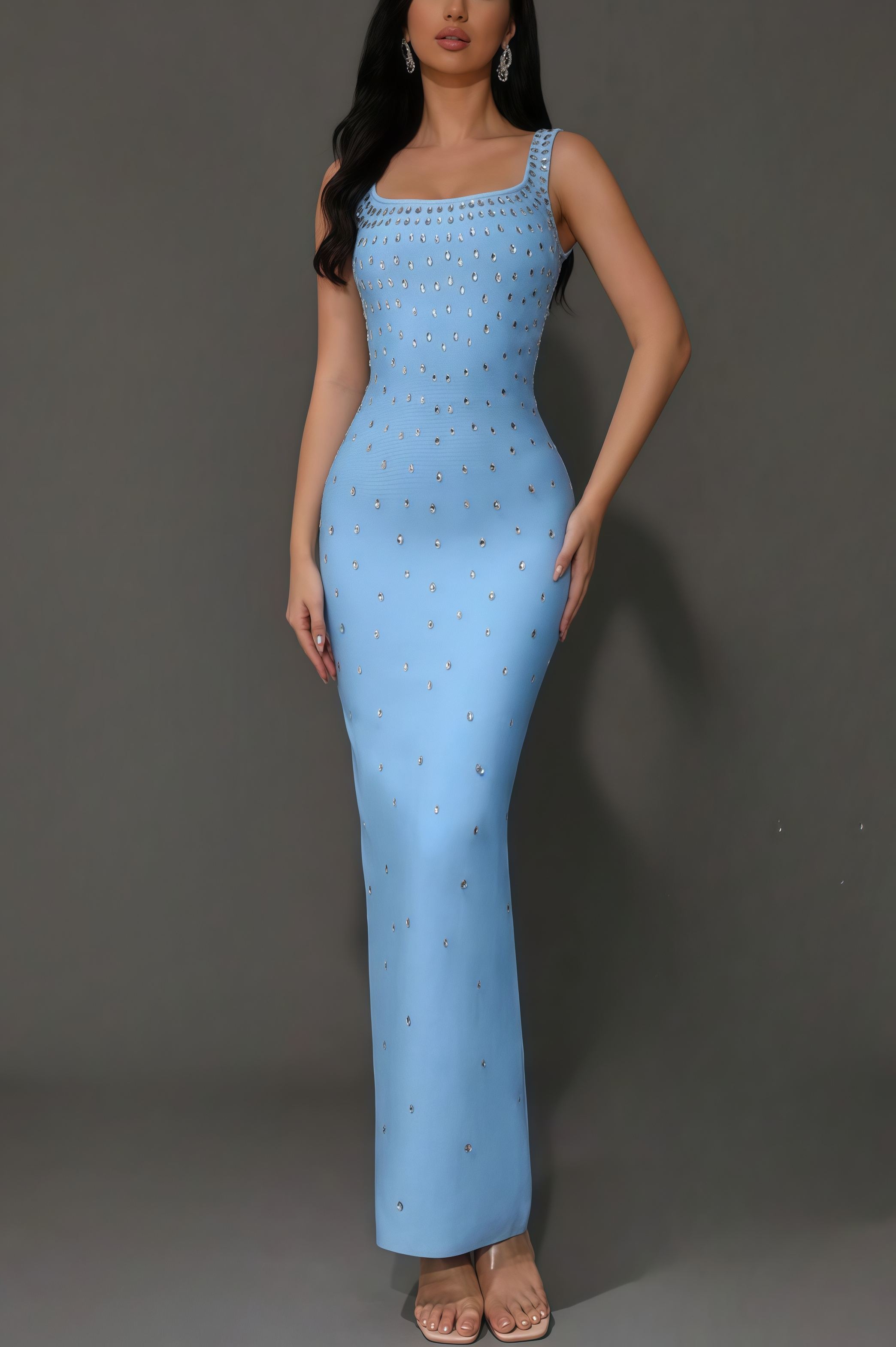 Freda Rhinestone Bandage Maxi Dress