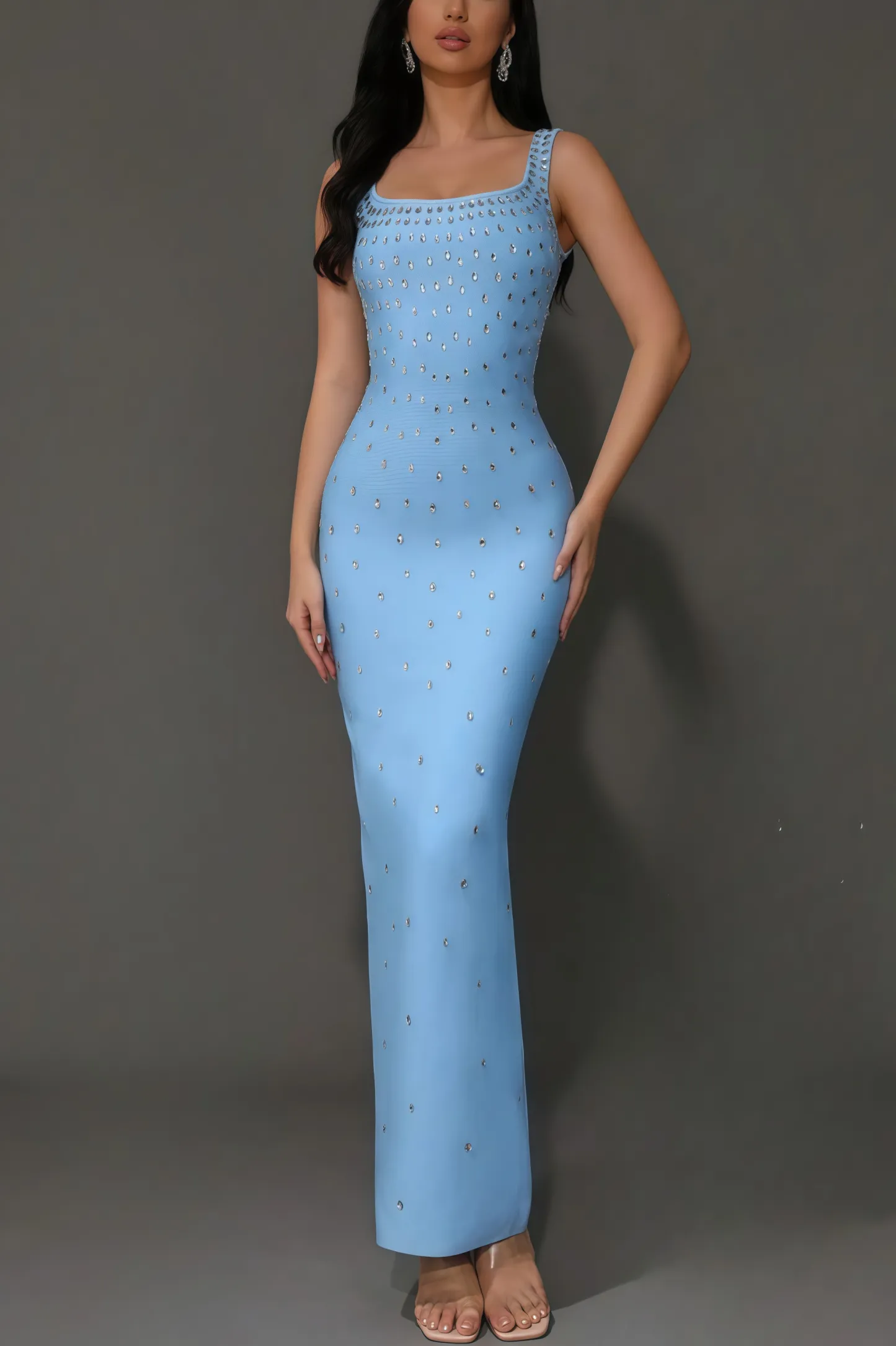 Freda Rhinestone Bandage Maxi Dress