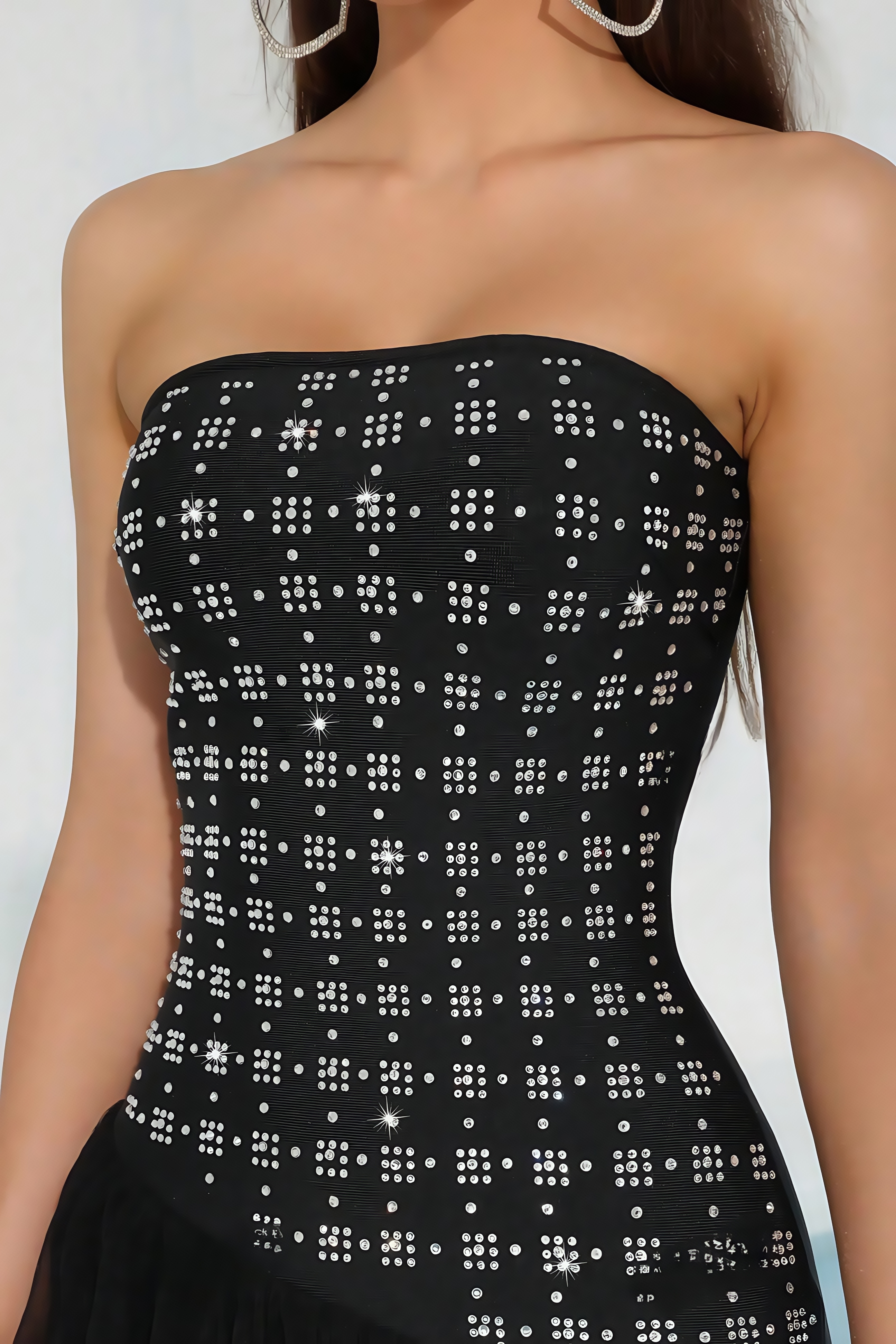 Luciel Rhinestone Mesh Maxi Dress