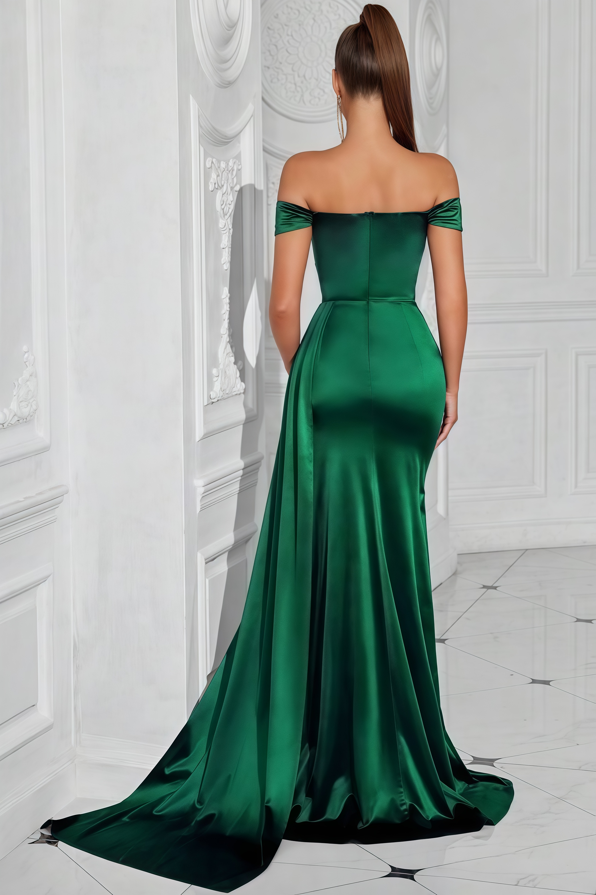 Idonay Green Strapless Split Maxi Dress