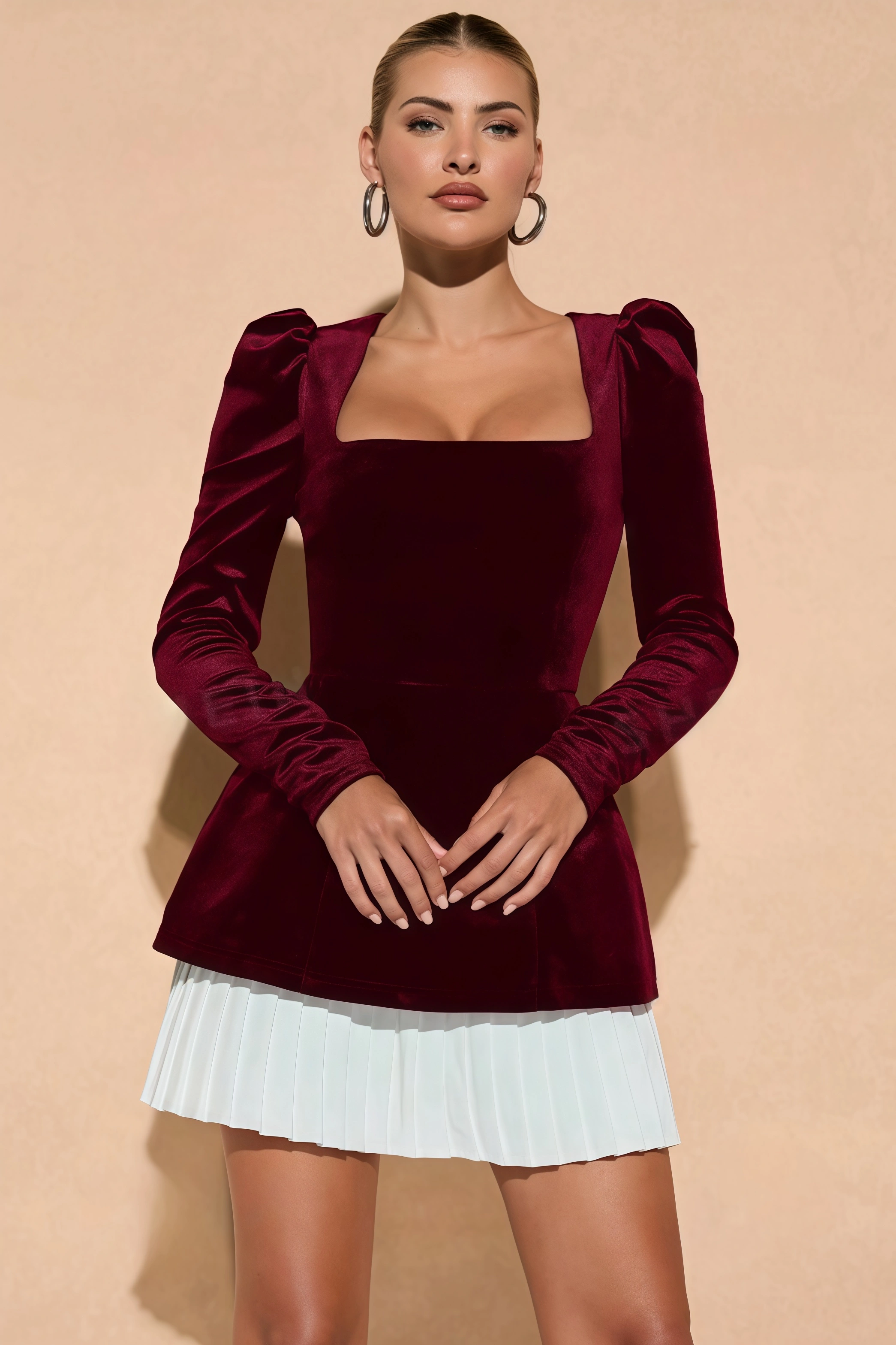 Bali Pleated Hem Mini Dress Two-Piece Set
