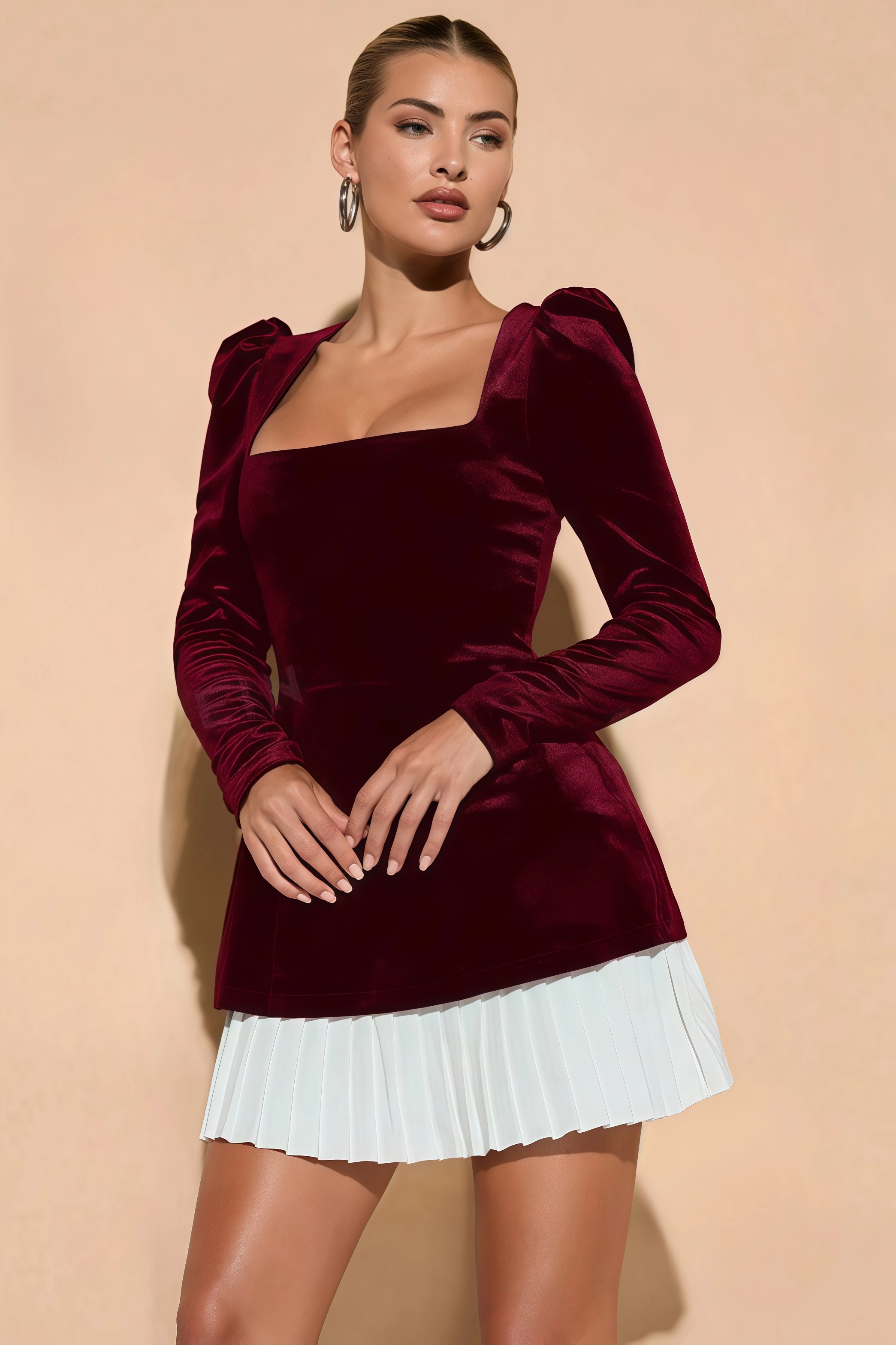 Bali Pleated Hem Mini Dress Two-Piece Set