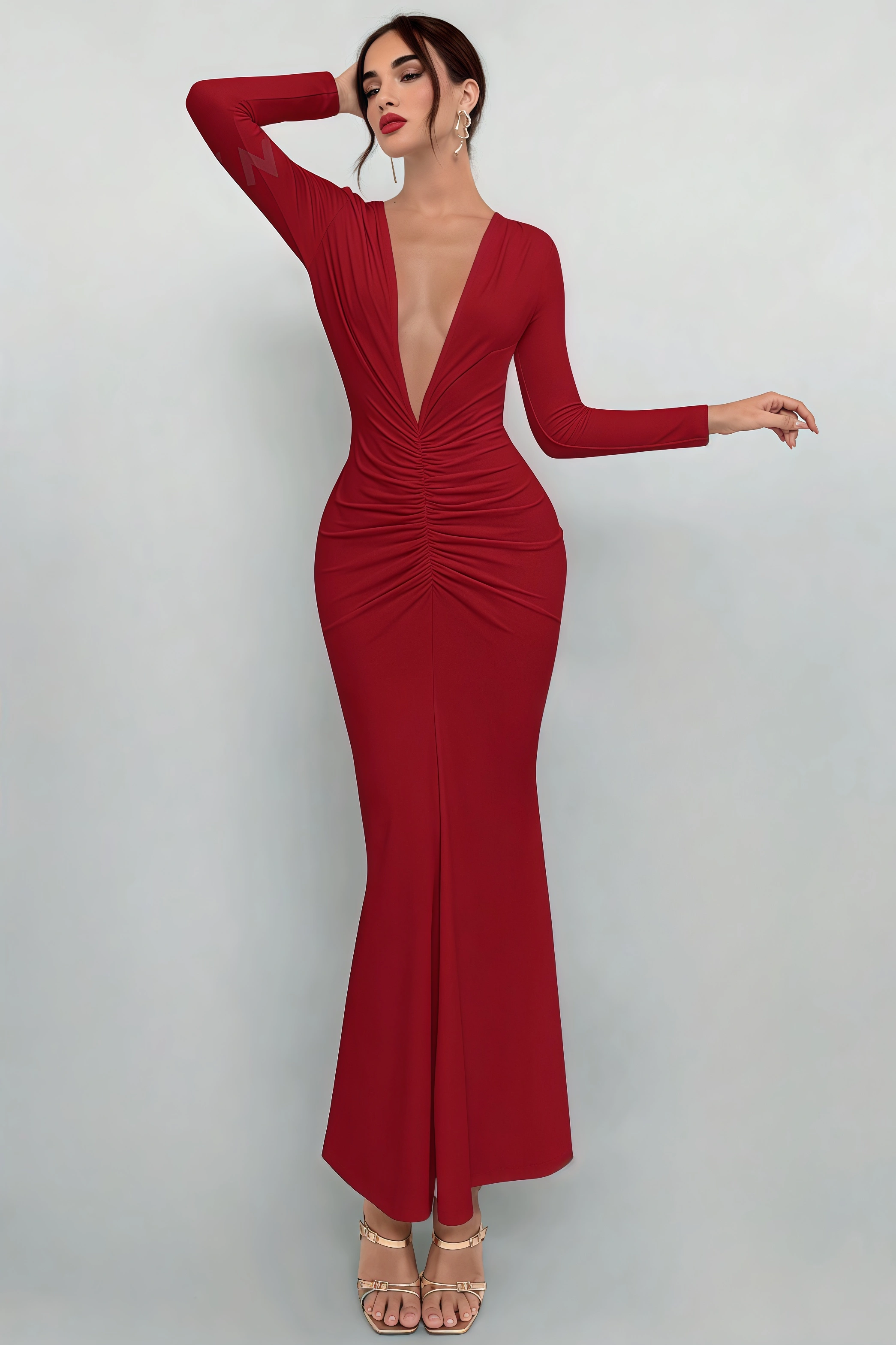 Rita Red Pleated Maxi Dress