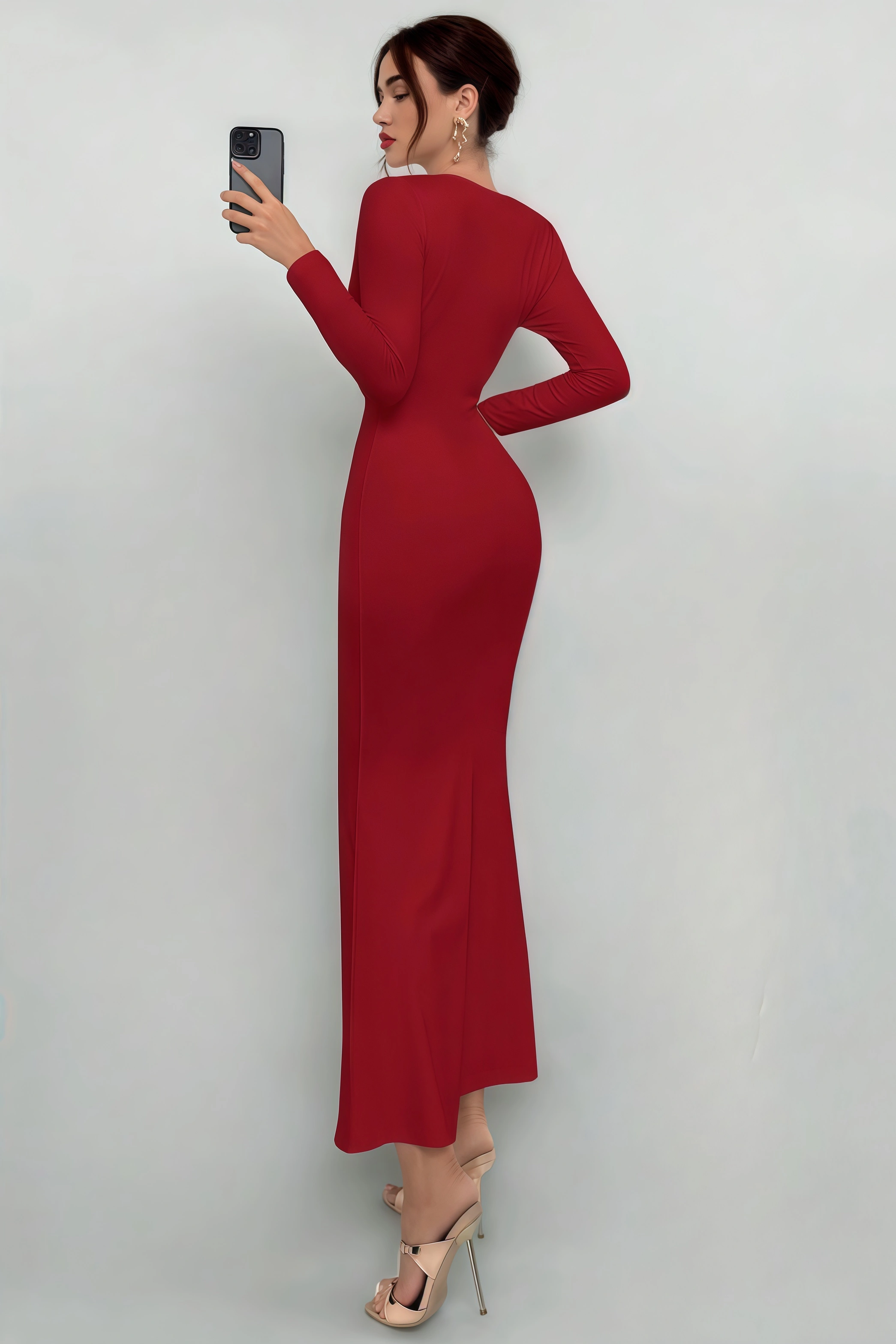 Rita Red Pleated Maxi Dress