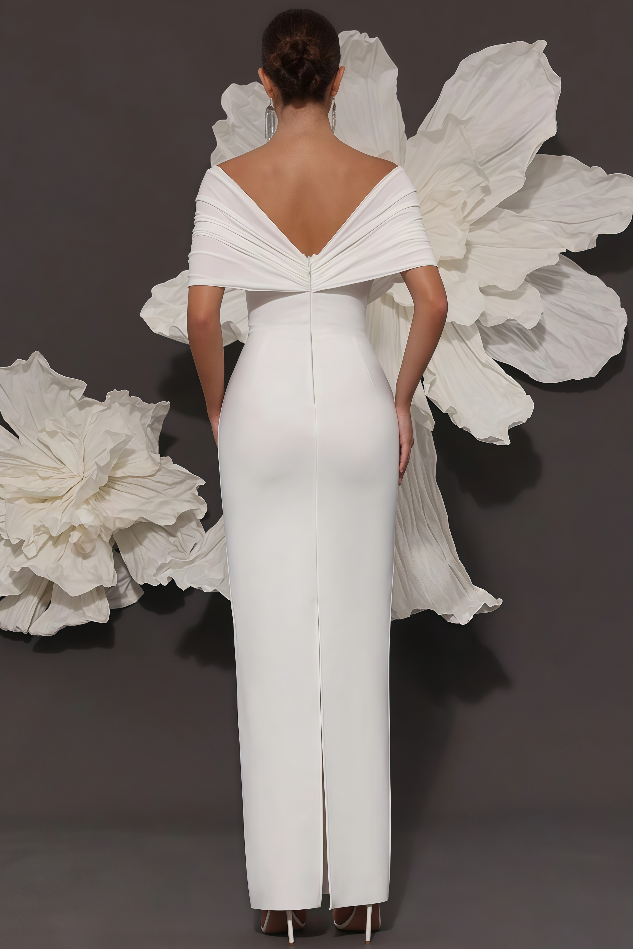 Oonan White Strapless Mesh Midi Dress