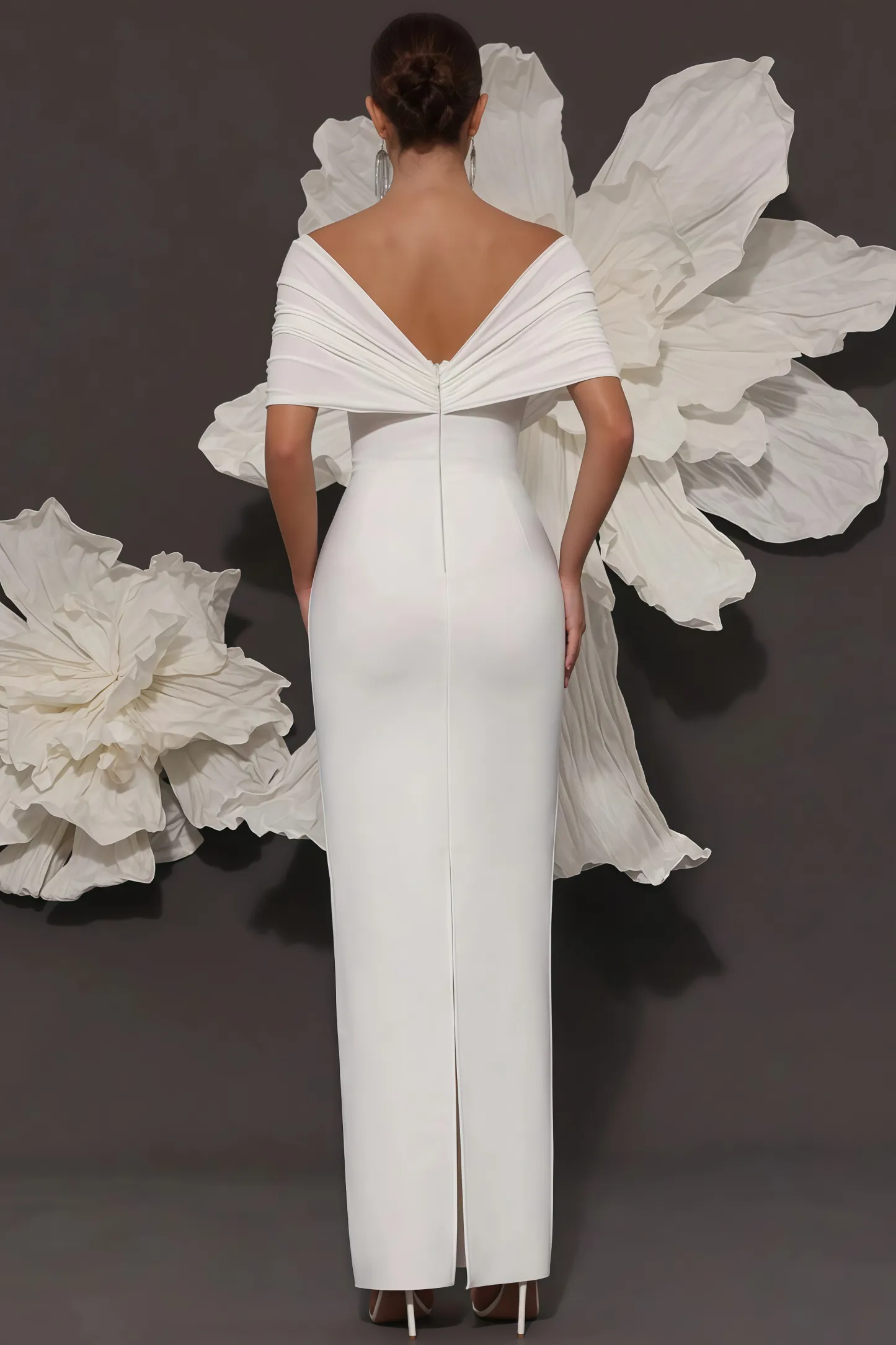 Oonan White Strapless Mesh Midi Dress