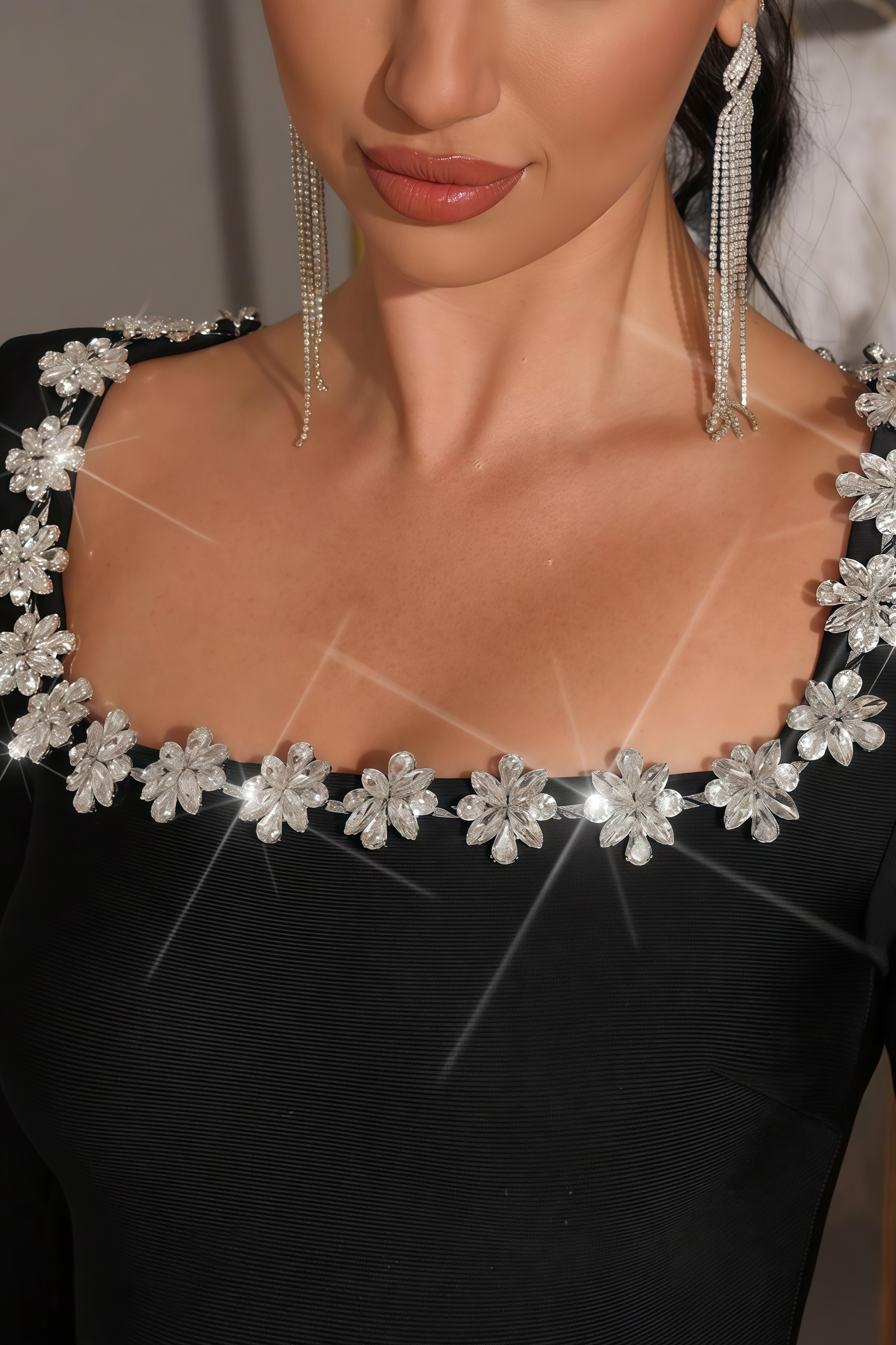 Marcen Studded Flared Sleeve Maxi Dress