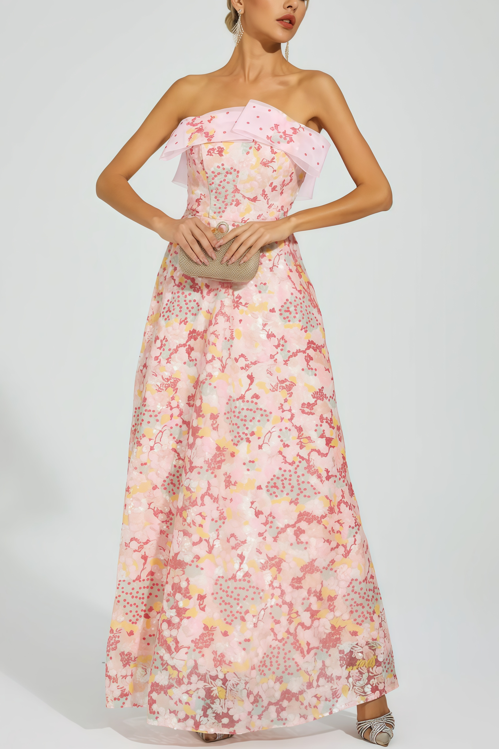 Nivenad Pink Sequin Bodycon Maxi Dress