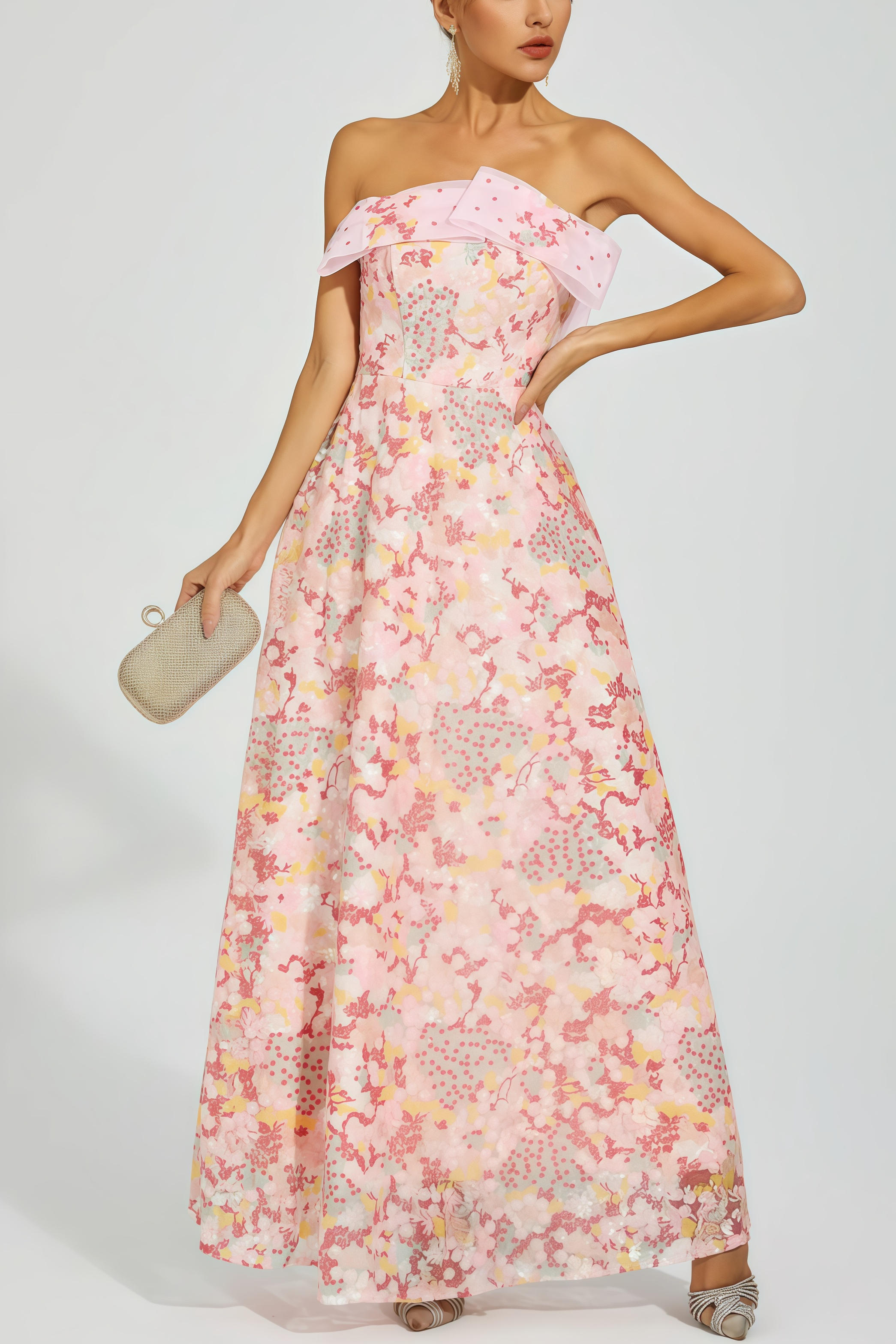 Nivenad Pink Sequin Bodycon Maxi Dress