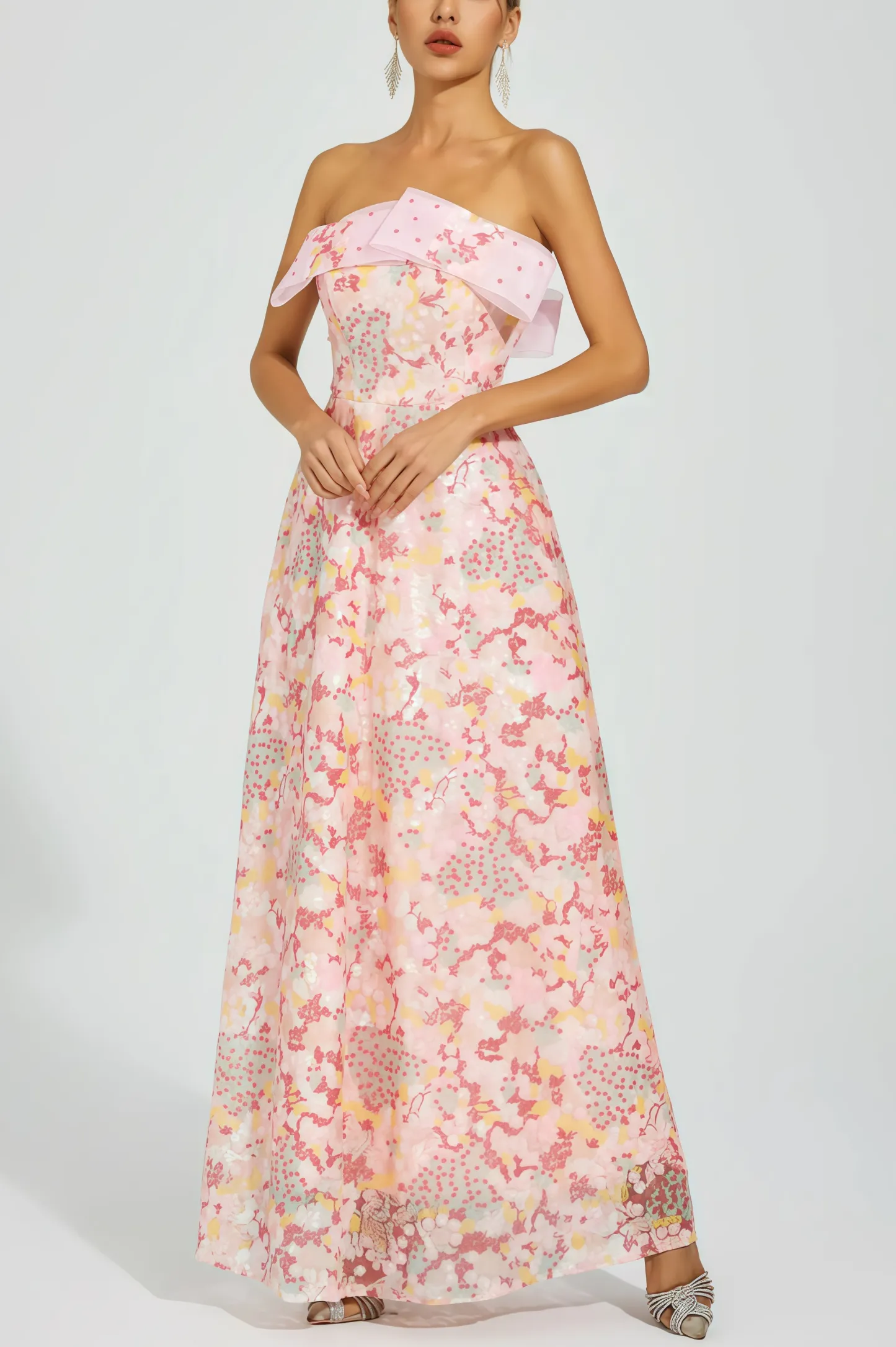 Nivenad Pink Sequin Bodycon Maxi Dress