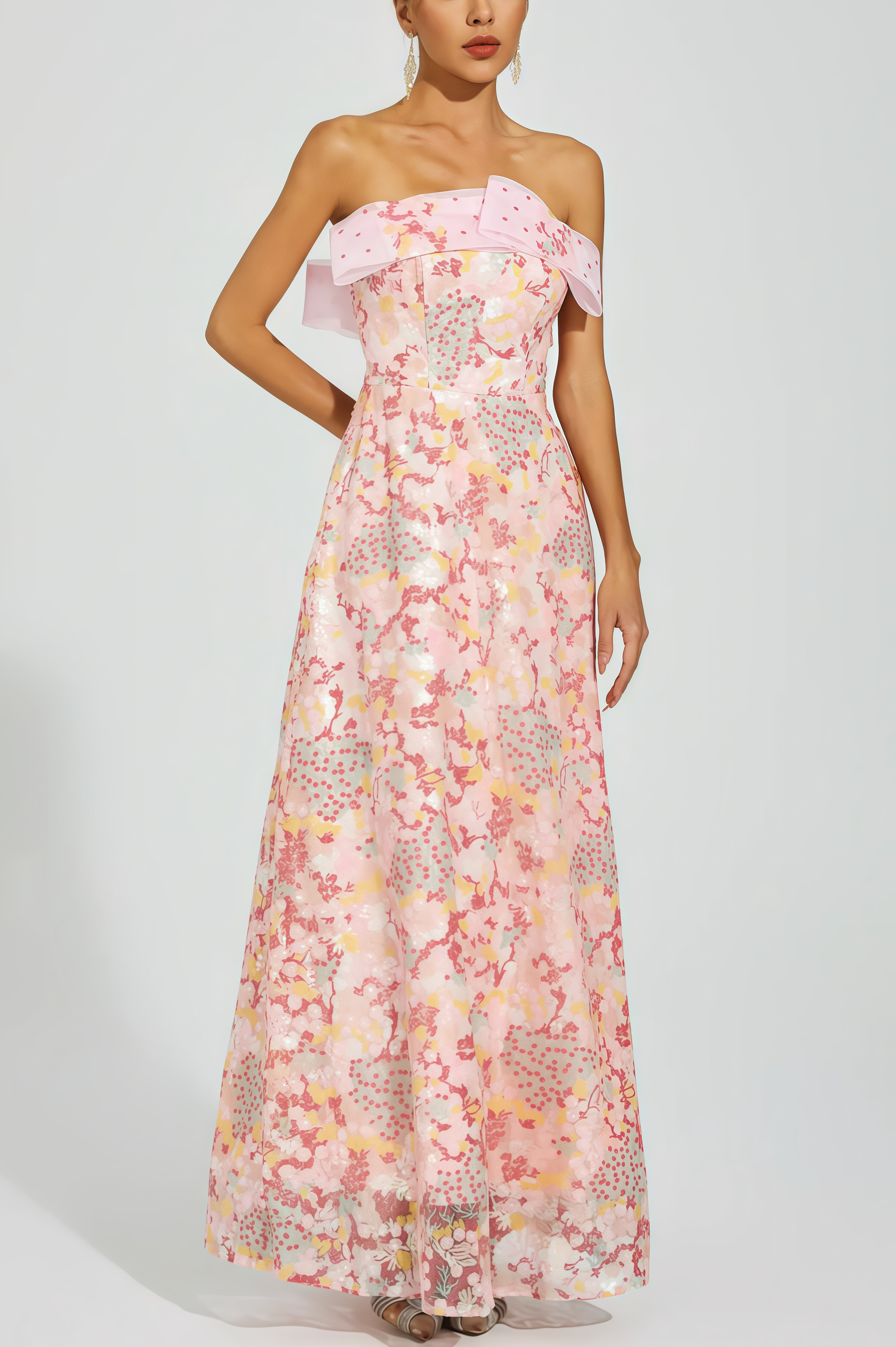Nivenad Pink Sequin Bodycon Maxi Dress