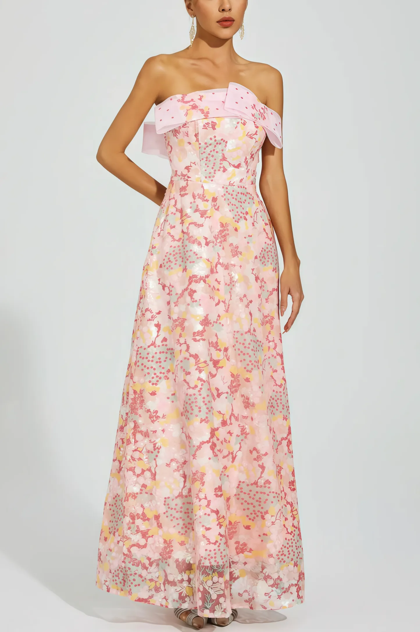 Nivenad Pink Sequin Bodycon Maxi Dress
