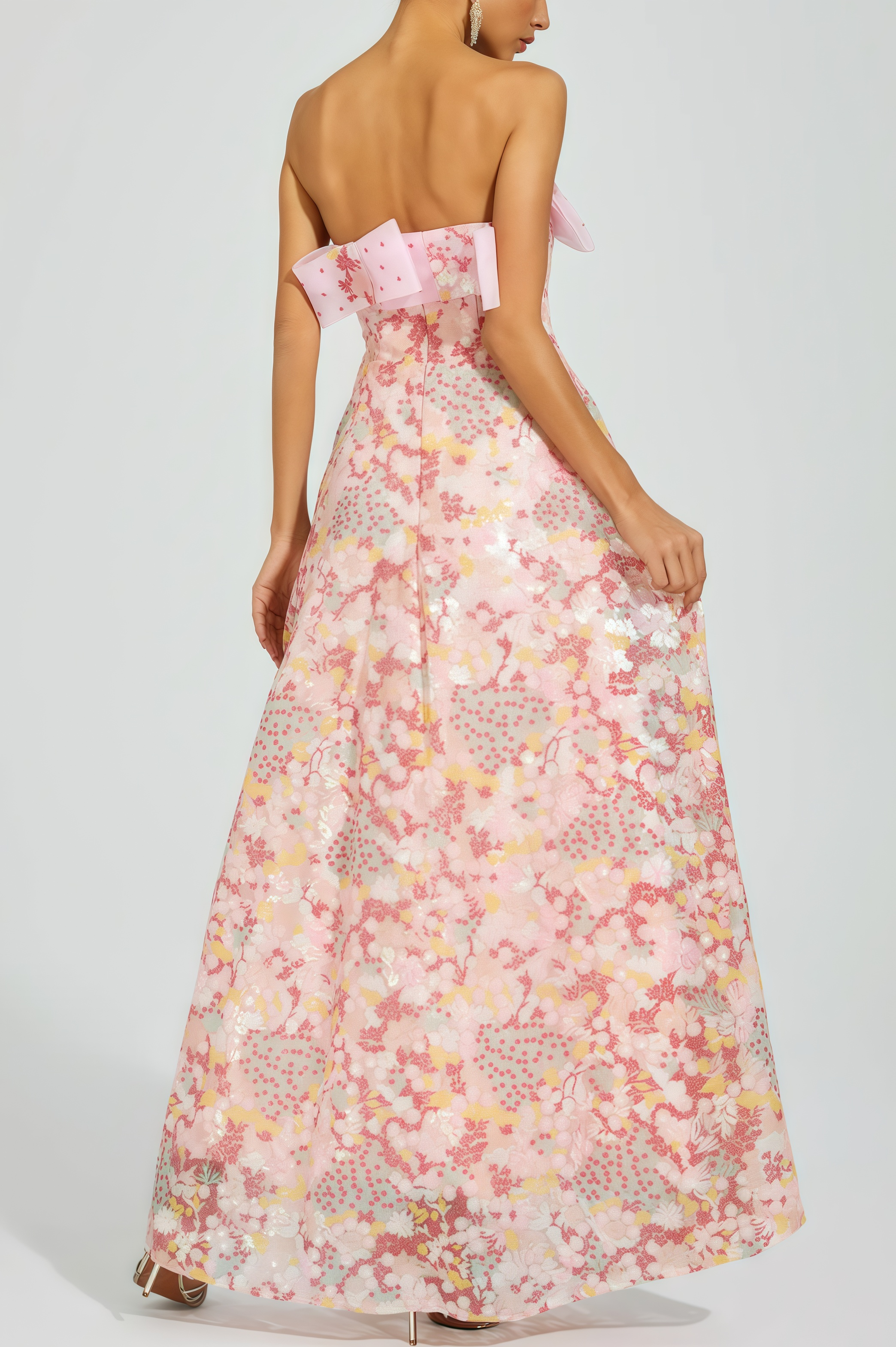 Nivenad Pink Sequin Bodycon Maxi Dress