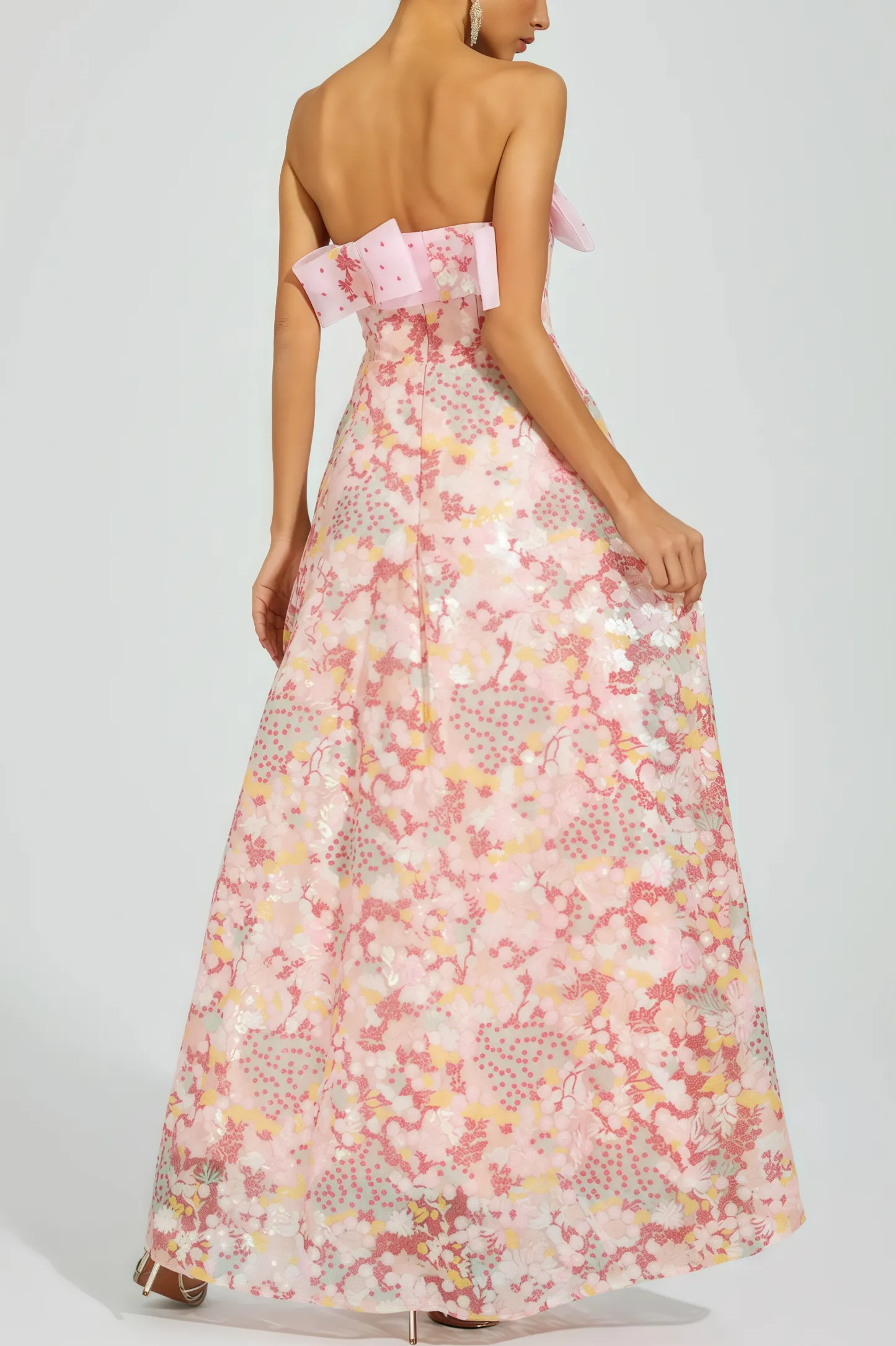 Nivenad Pink Sequin Bodycon Maxi Dress