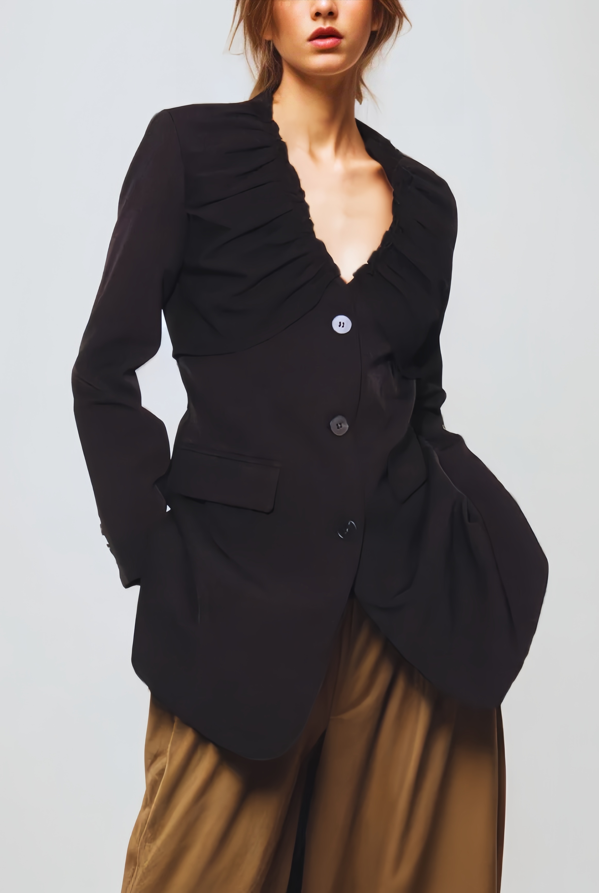 Austyn V-Neck Pleated Blazer