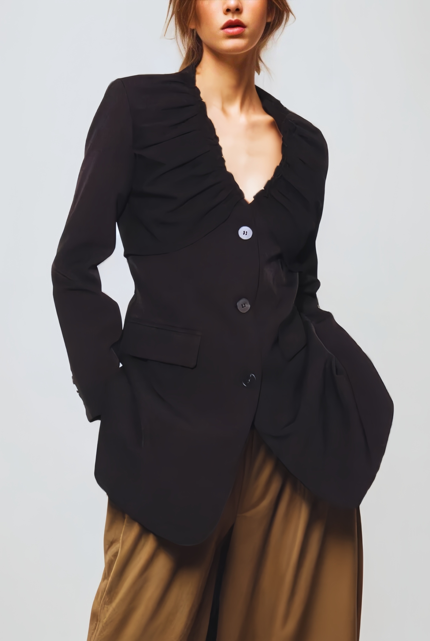 Austyn V-Neck Pleated Blazer