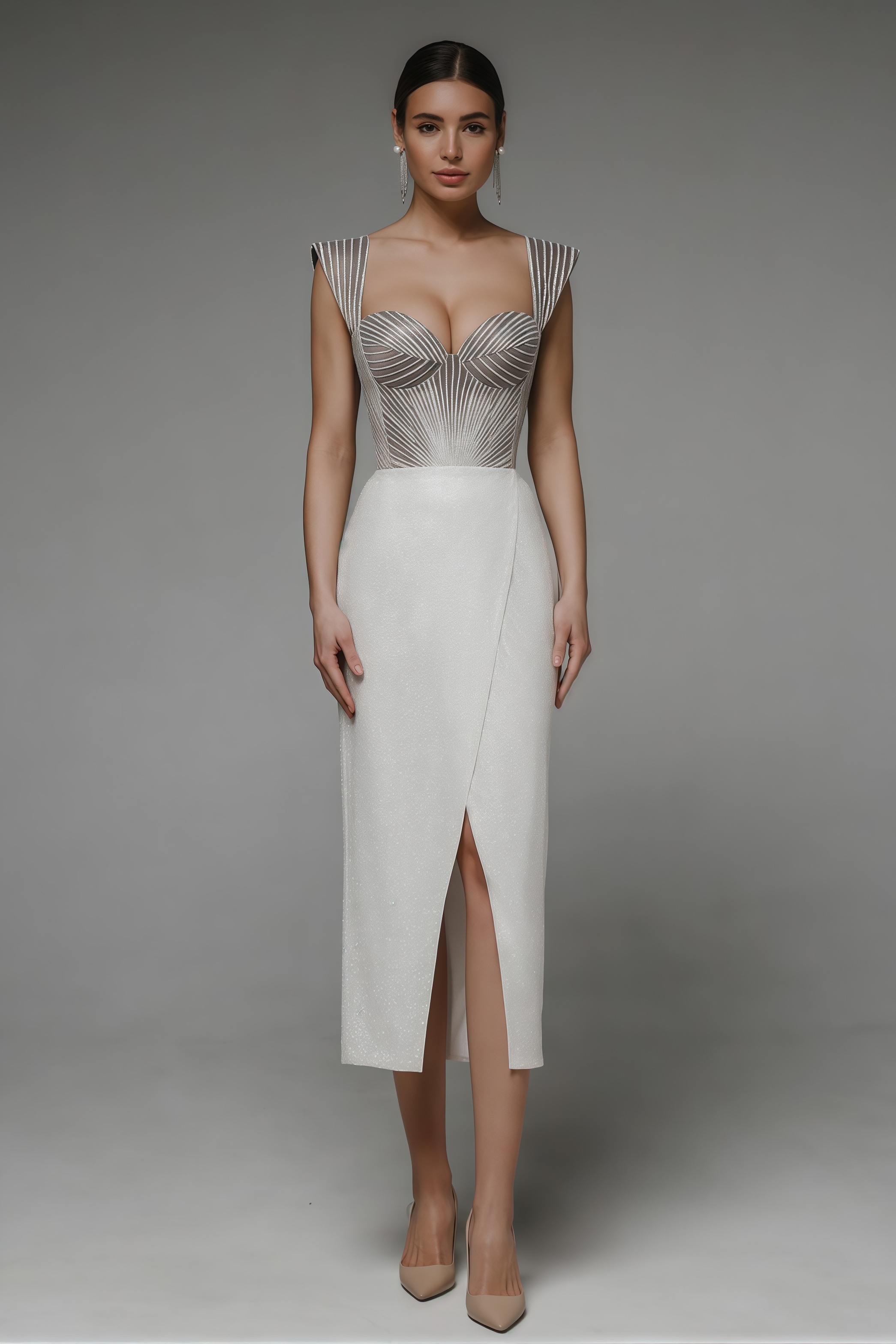Juno Backless Split Maxi Dress-Grey
