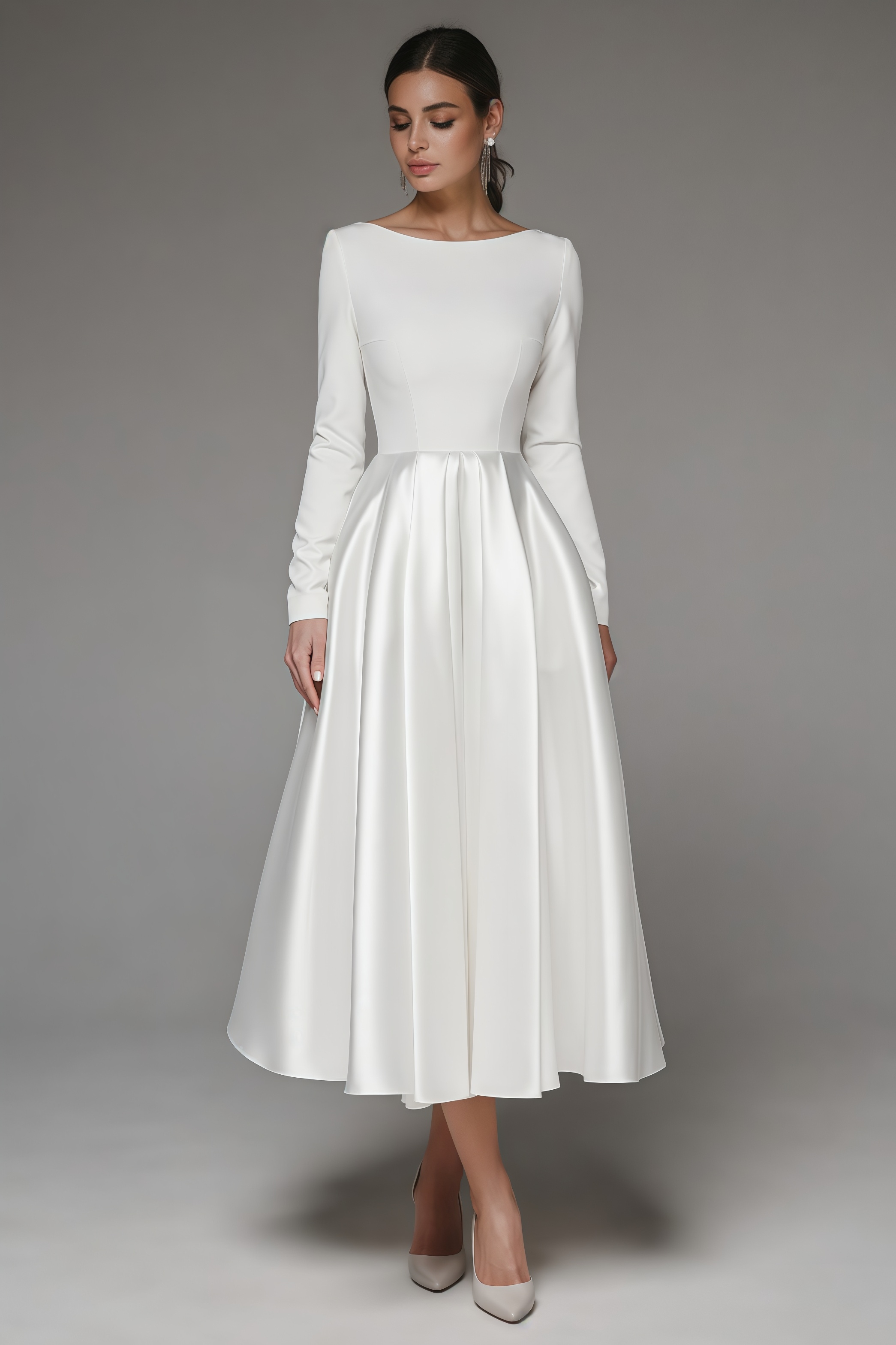Nalea White Simple Maxi Dress
