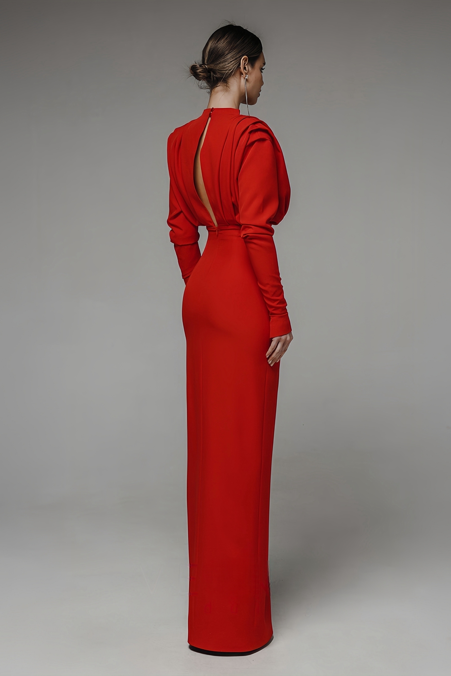 Hedwig High Neck Slit Maxi Dress-Red