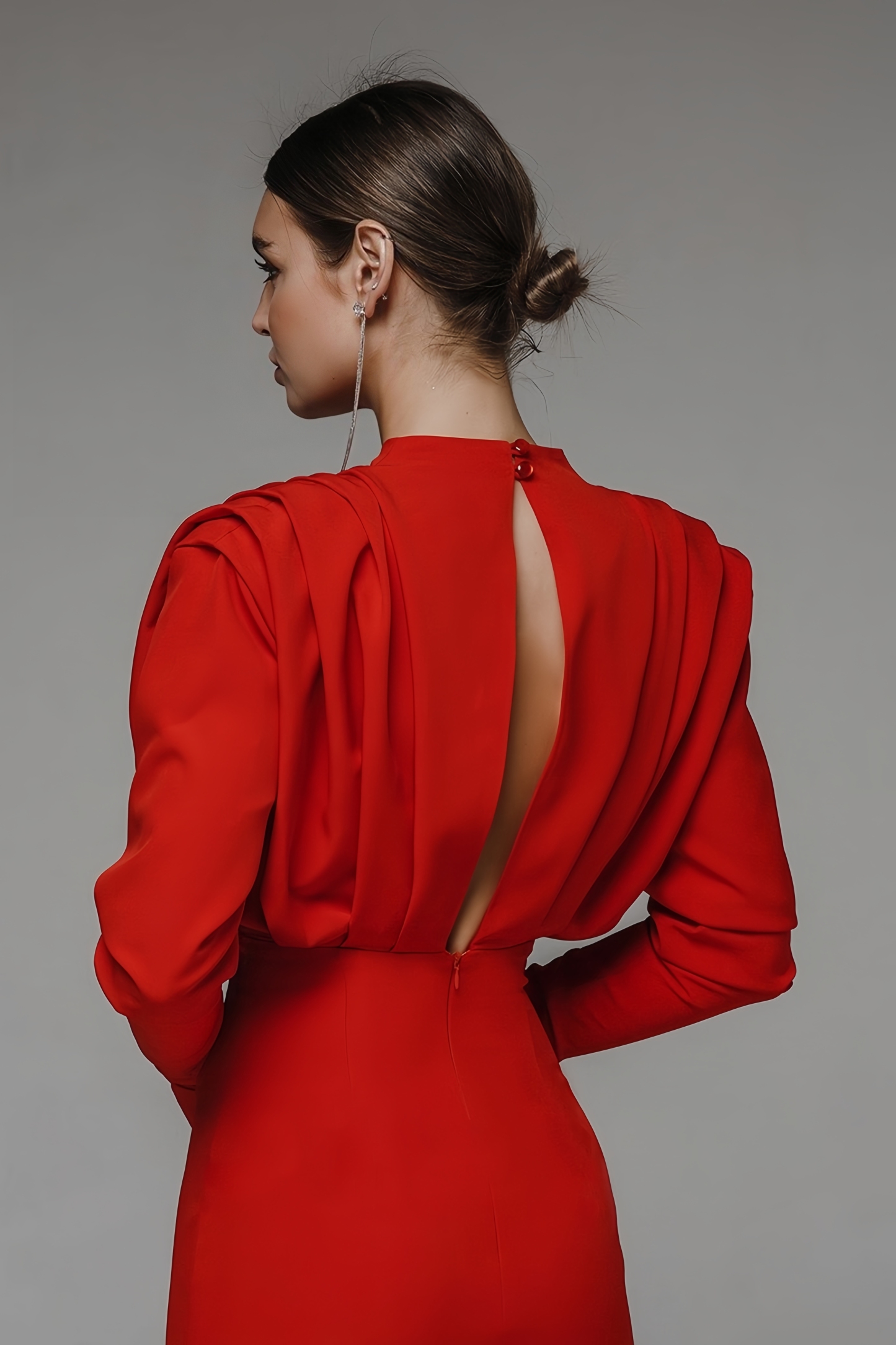 Hedwig High Neck Slit Maxi Dress-Red