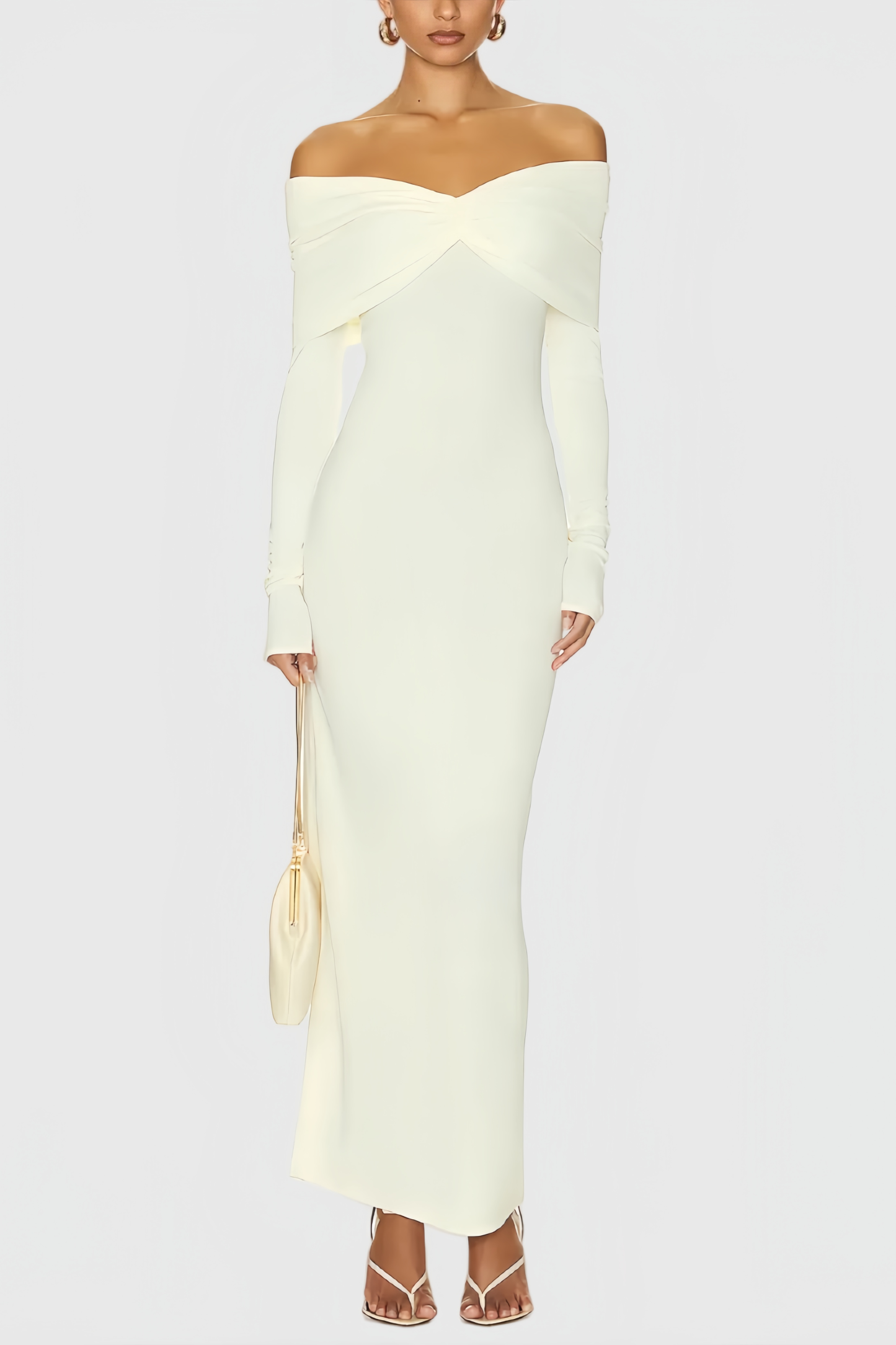 Leya Pure White Peated Maxi Dress
