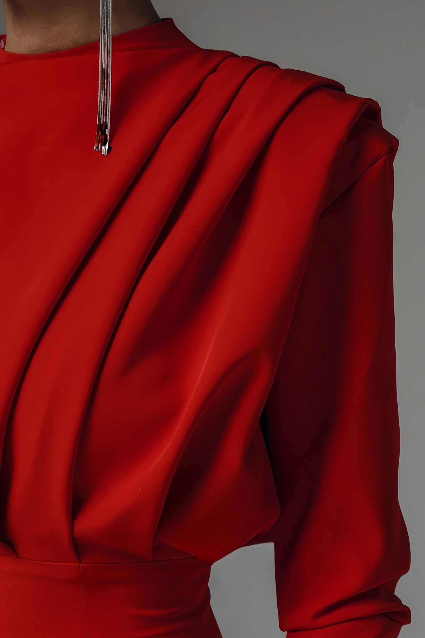 Hedwig High Neck Slit Maxi Dress-Red