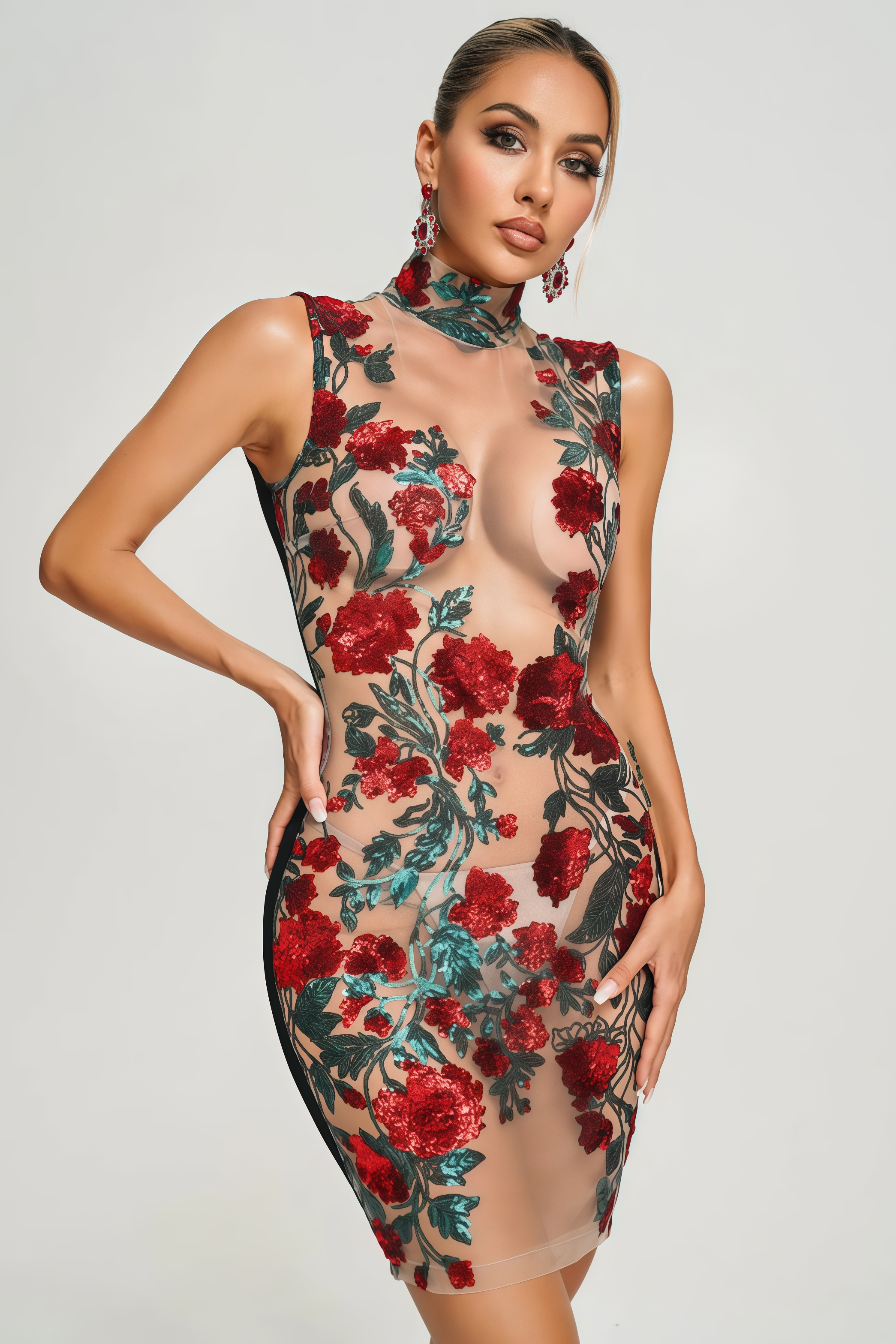 Isla Sequin Mesh Mini Dress