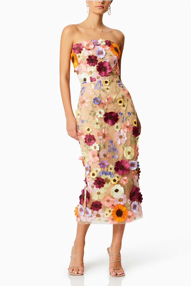 Winslet Embellished Floral Lace Midi Dress